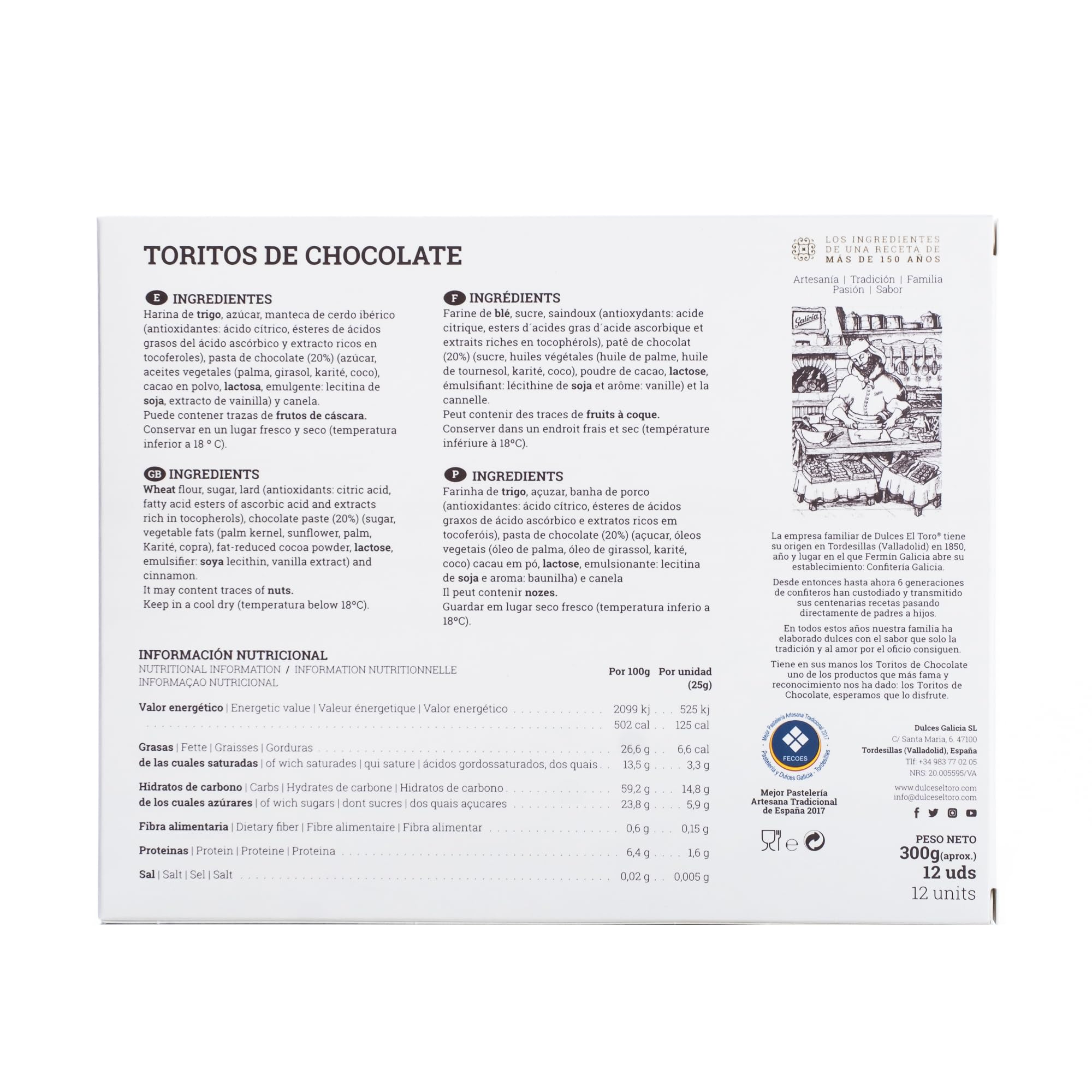 El Toro Estuche 300g Toritos de Chocolate Negro Artesanal Valladolid Tordesillas