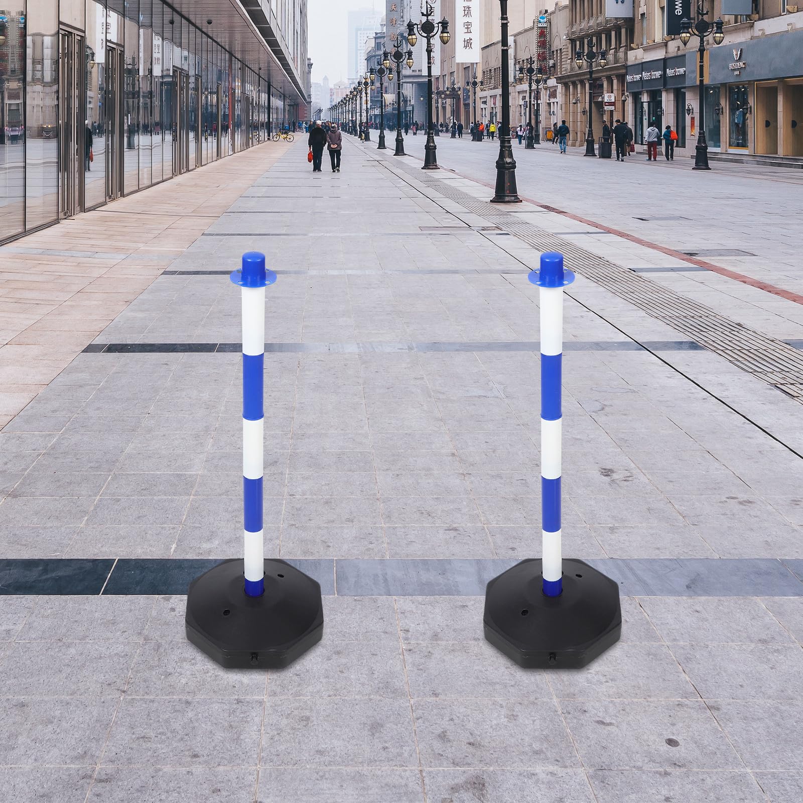 Poste Delineador Base para Agua y Cono Portátil en Azul para Barreras de Estacamiento y Control de Multitudes