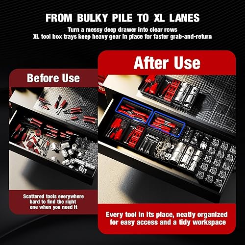 Miniatura 6 de 6 piezas extra grandes Bandeja organizadora de cajones de herramientas con almohadillas antideslizantes, organizador de cajones de herramientas de
