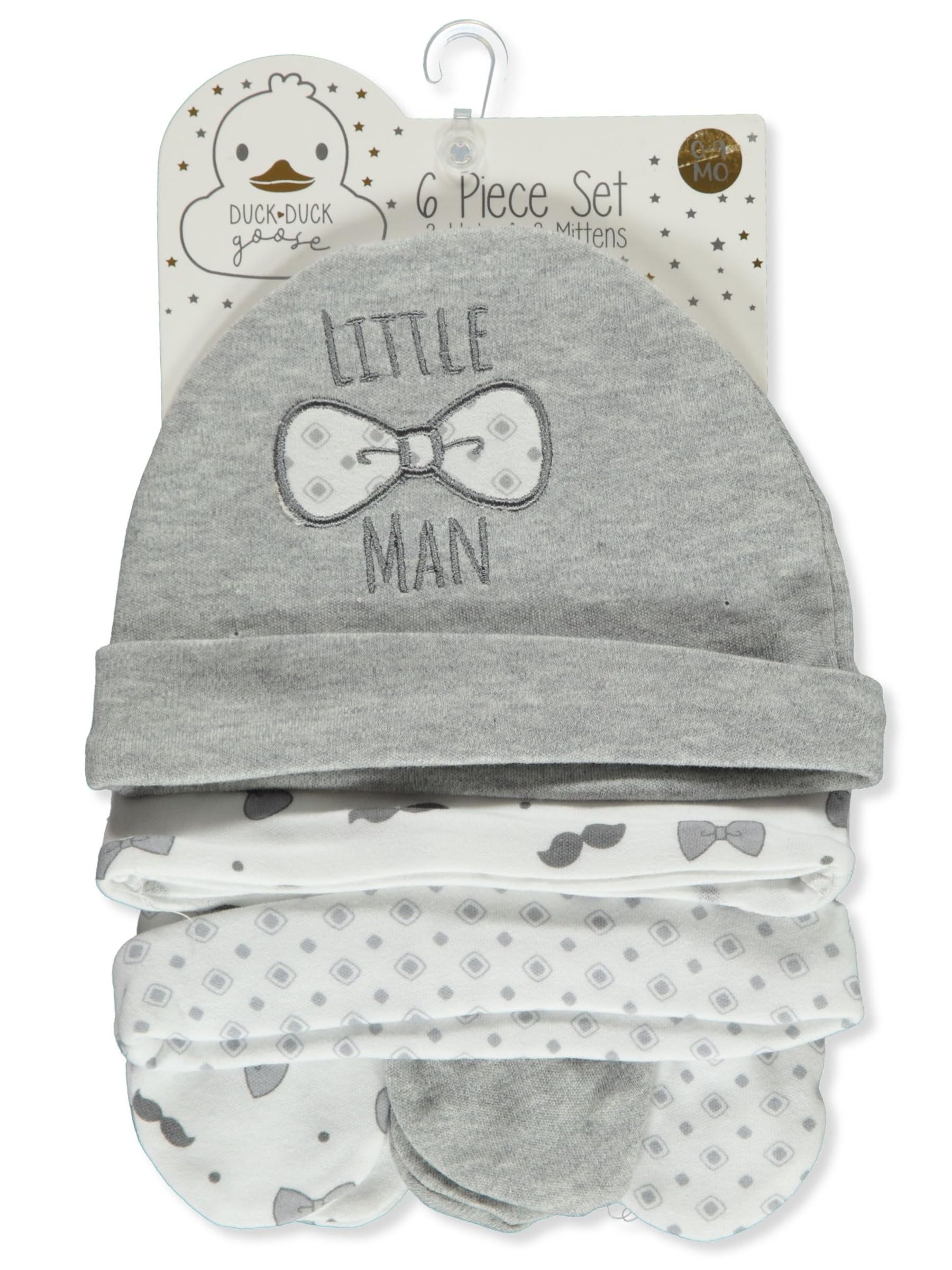 Duck Duck Goose Baby Boys' 6-Piece Gentleman Mittens & Caps Set - multi, one