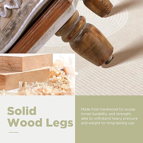 Miniatura 7 de Sophia & William Gabinete Accent con Puertas, Gabinete de Almacenamiento Decorativo Envejecido con Marco de Madera y Patrón En relieve Plateado para