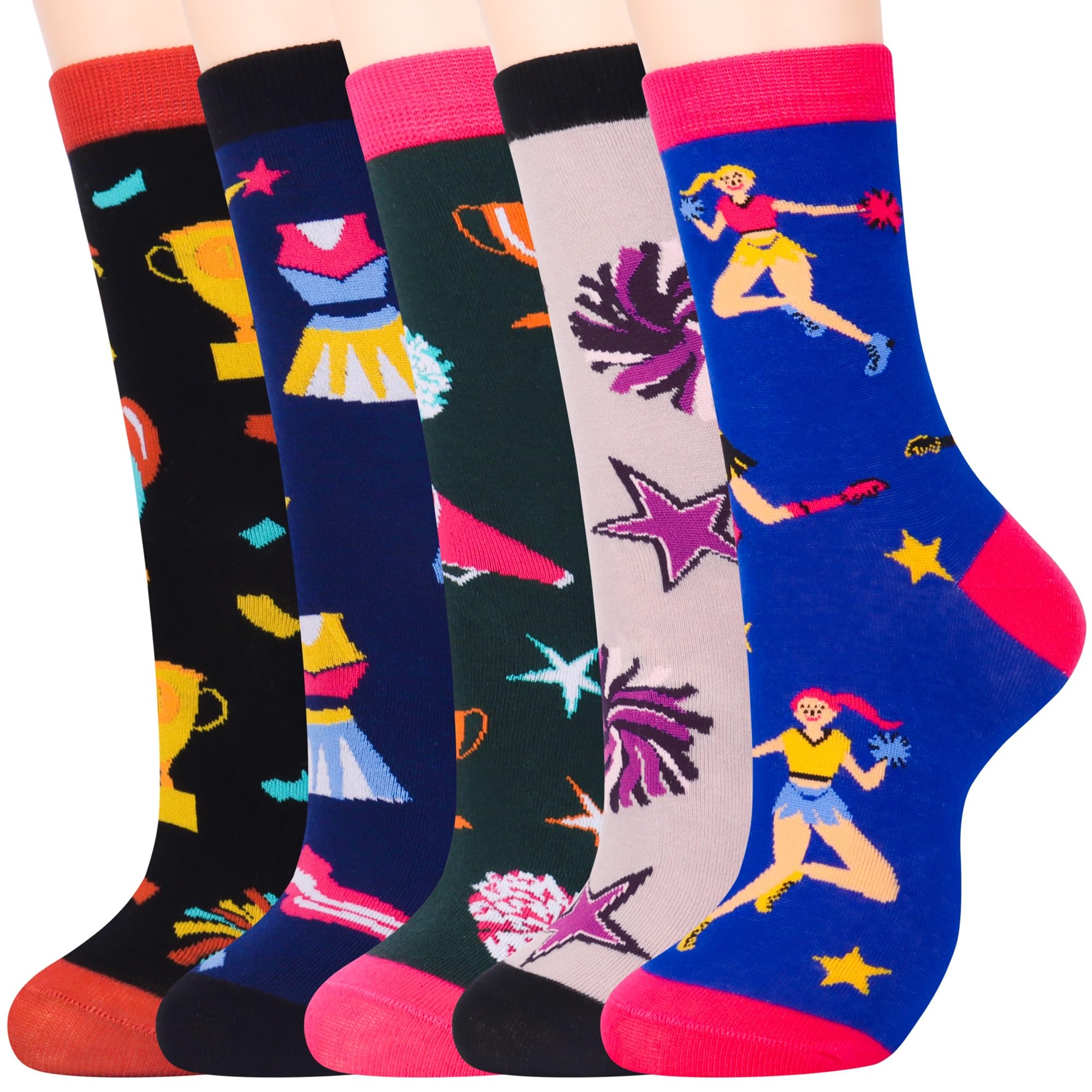 Jeasona Women's Mushroom Sunflower Cow Boston Terrier Pig Socks Gifts for Women