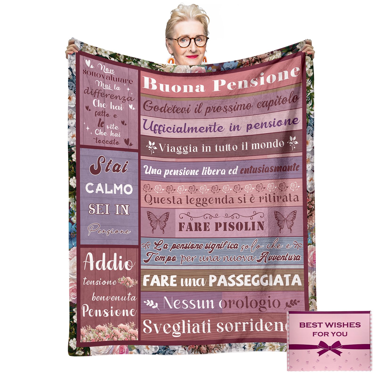 Regalo di Pensionamento, Coperta Pensionamento per Donne e Uomini, Coperta di Flanella per Pensionamento Regalo di Buon Pensionamento 59 * 51 Pollici (Italiano)