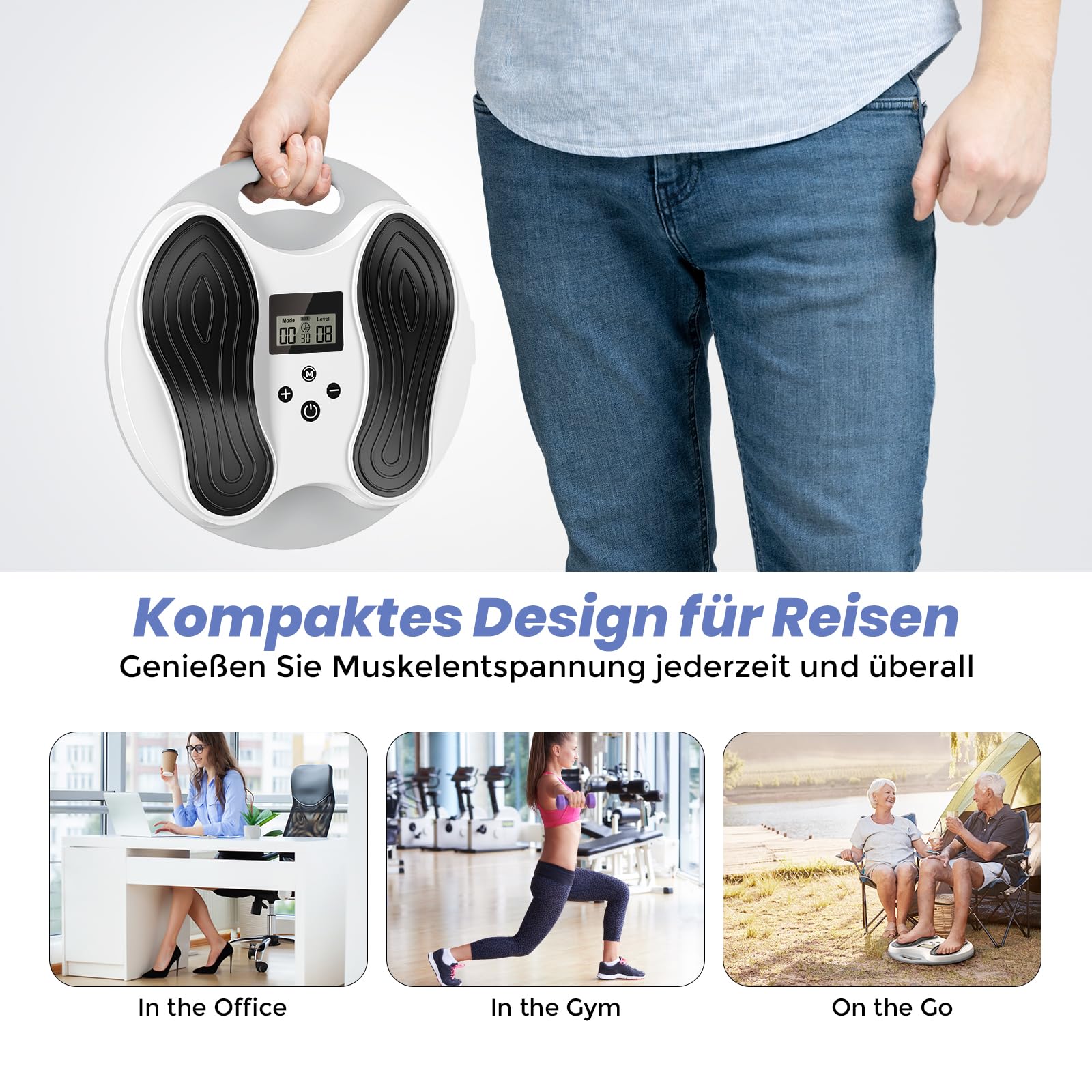 Medic Durchblutungsstimulator für Füße & Beine, EMS Fußmassagegerät, lindert Neuropathie, Knie- & Beinschmerzen, fördert die Fußdurchblutung – Elektrischer TENS Stimulator mit 4
