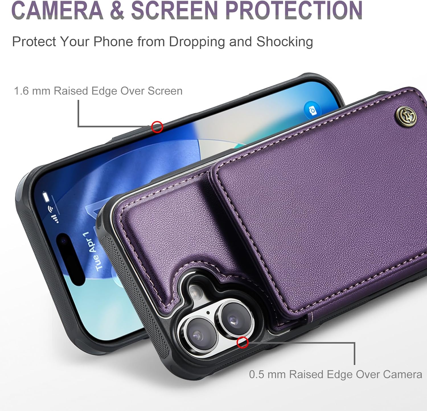 vinich for iphone 17 wallet case with card holder, rfid blocking credit slots kickstand shockproof phone cover fit for iphone 17 6.3" purple for iphone 17 - 6.3'' purple