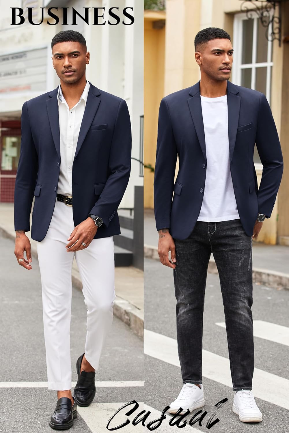 COOFANDY Mens Casual Blazer Slim Fit Suit Jacket Lightweight Knit Sport Coat Two Button Blazer Jacket - Image 4