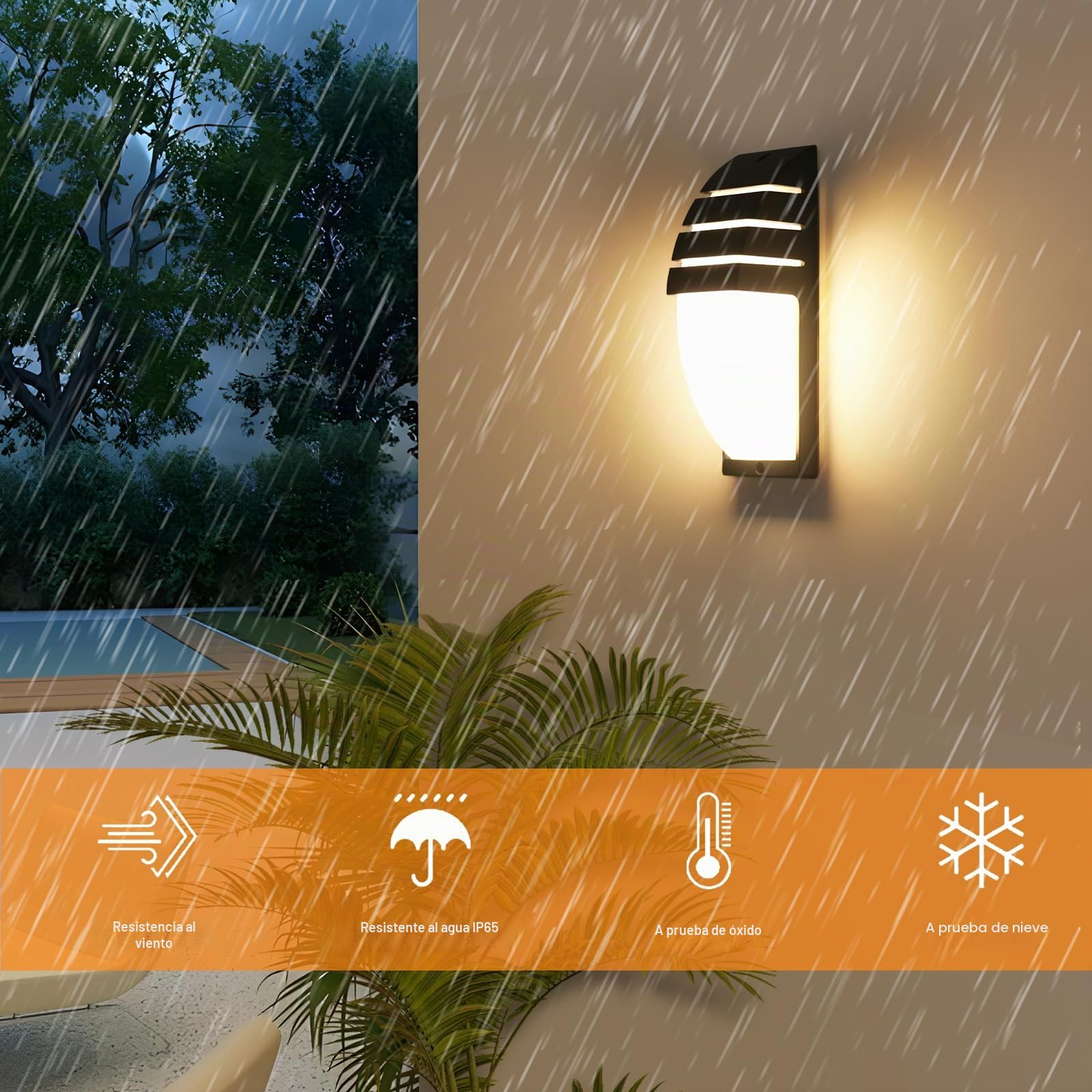 Goeco 2 Pack Lámparas de Pared LED Exterior, 12W 1300LM Apliques de Pared IP65 Impermeables, 3000K Luz Cálida Iluminación LED para Patio, Jardín, Dormitorio, Salón, 22.5CM x 8CM