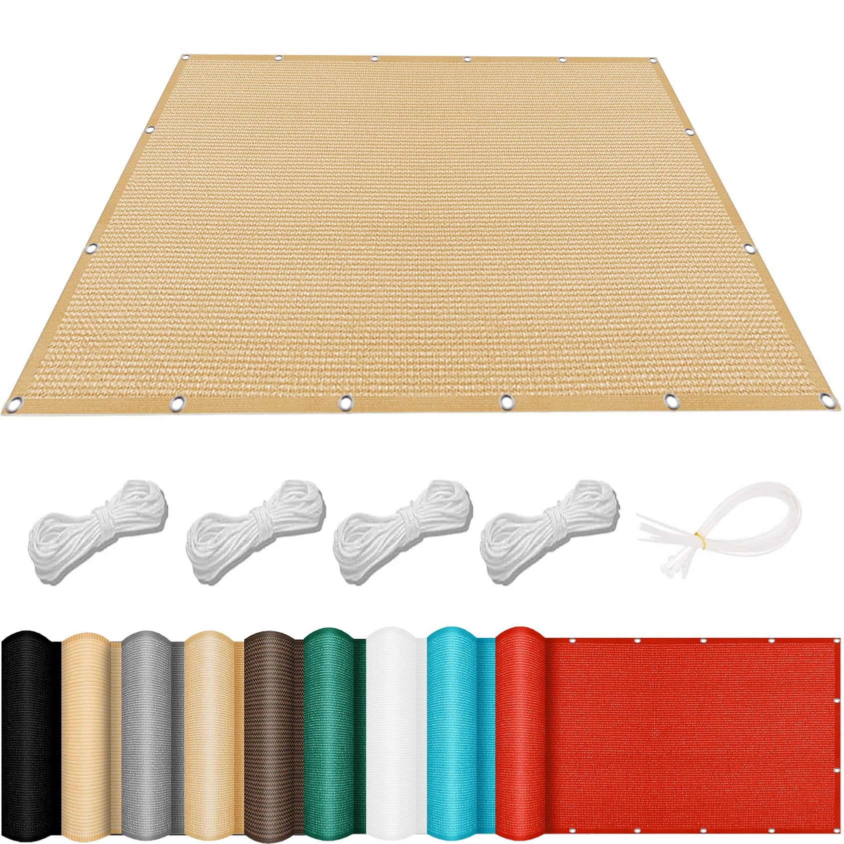 Voile d'ombrage rectangulaire 180x650 cm jaune sable en toile HDPE