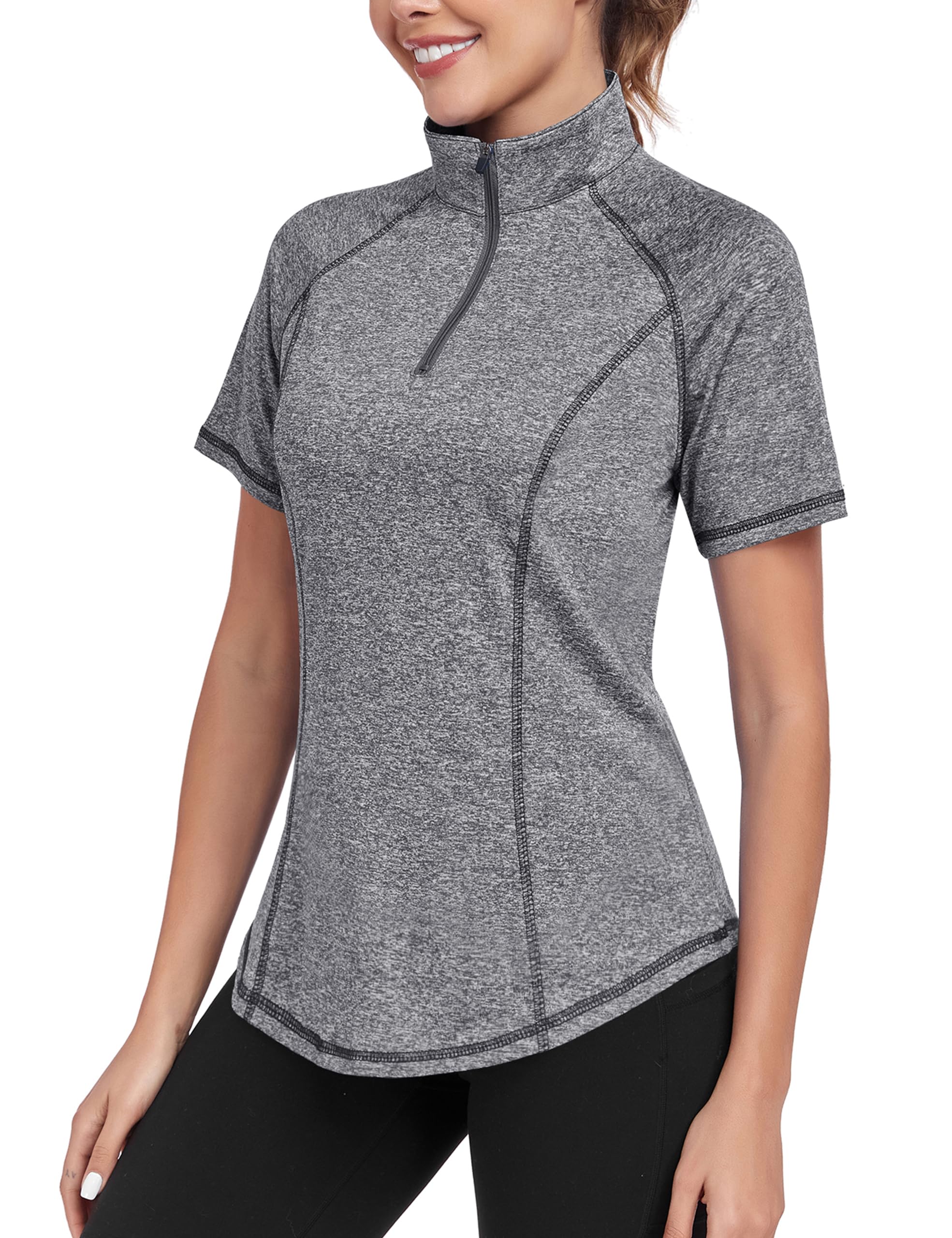 DUVOWE SPOR Tshirt Damen Kurzarm Funktions T-Shirt Frauen Sp