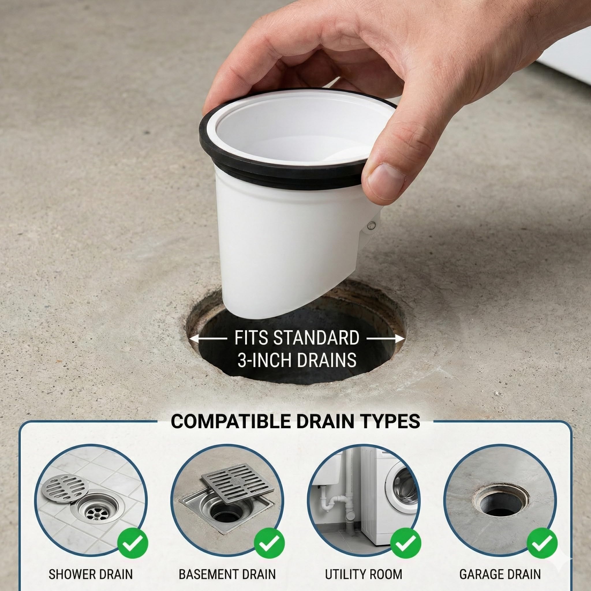 Drain Seal for 3-Inch Drains - Block Odor & Backflow -5