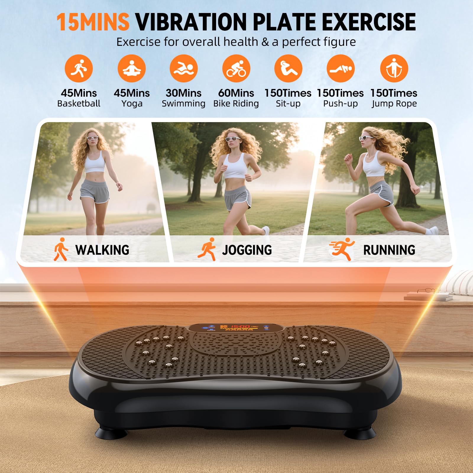 Vibration Plate Exercise Machine 2025 Upgraded Fitness Vibrating Lymphatic Drainage for Weight Loss 330Lbs, 999 Adjustable Speeds, Full-Body Shaker Workout Platform for Women Men, Sport Home Gym