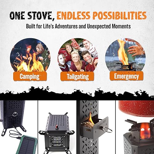 Miniatura 7 de Estufa Inferno Pro para exterioresinteriores (uso de biomasa, iniciador de fuego, calor enlatado) - Compacta, camping, fuera de la red, emergencia -