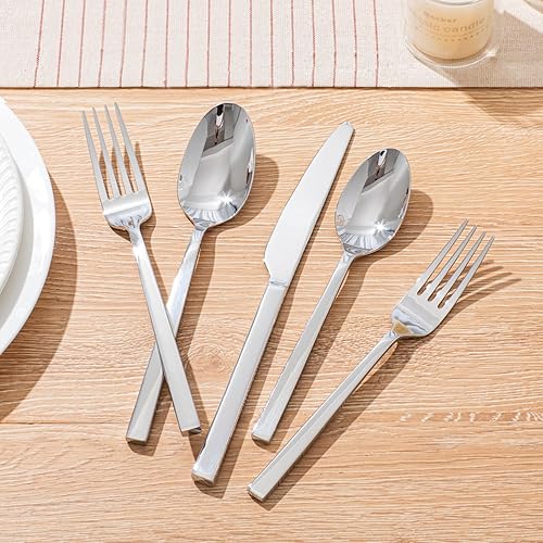 Miniatura 9 de KINGSTONE Juego de cubiertos de 20 piezas de acero inoxidable de alta calidad, servicio para 4, para cocina, hogar, boda, fiesta, pulido espejo y