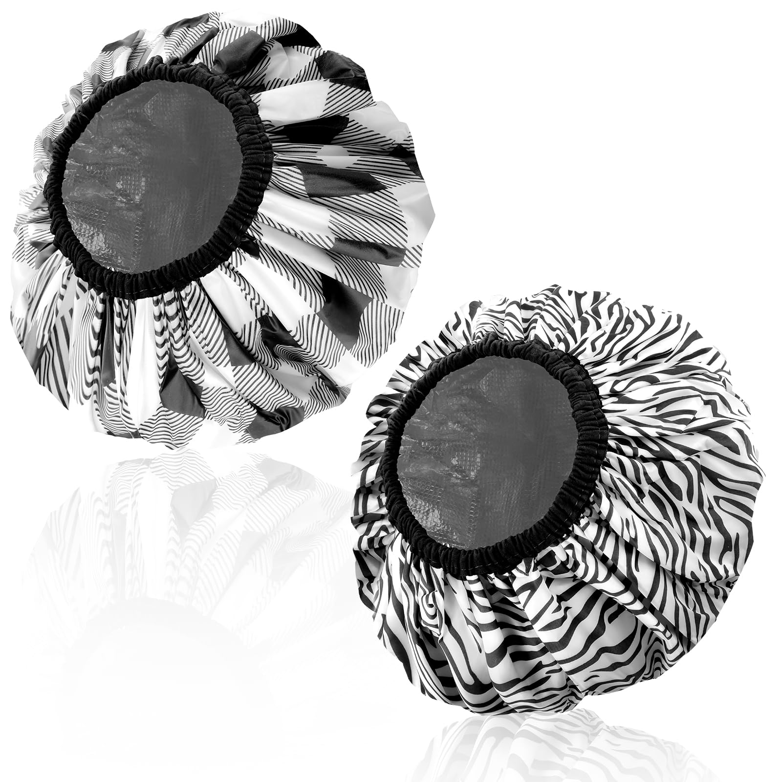 Prasacco 2 Pcs Deep Conditioning Hair Caps Waterproof Double Layer Hot Oil Hair Treatment Heat Caps Reusable Shower Caps Steam Caps Processing Caps for Hair Deep Conditioning, Black Series