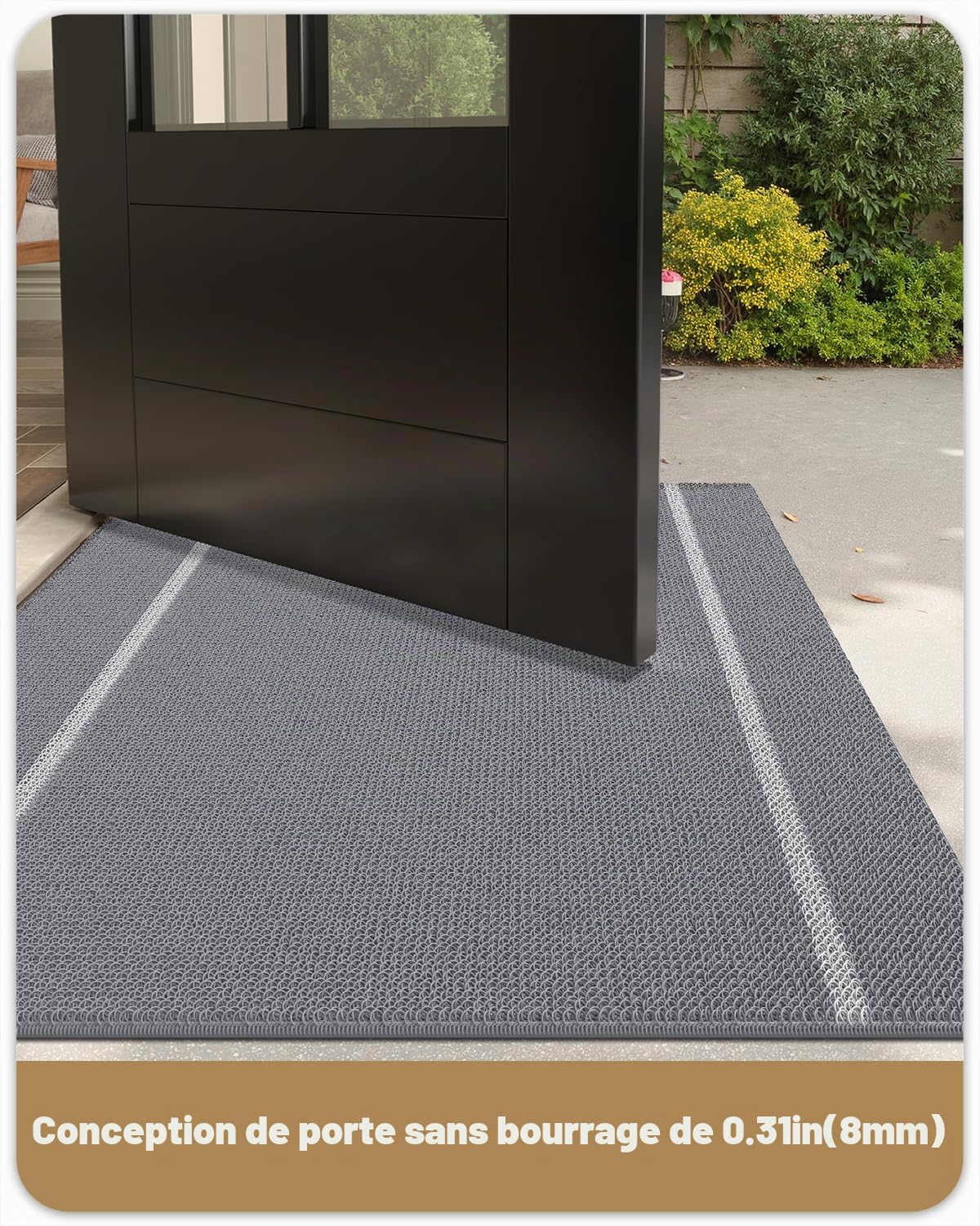 Color G Paillasson Extérieur, Tapis Exterieur Entree Robuste Antidérapant, Lavable, Essuyer Chaussure, Anti-Poussière, Tapis de Porte Extérieur Imperméable pour Entrée, Jardin, 44x75 cm, Gris
