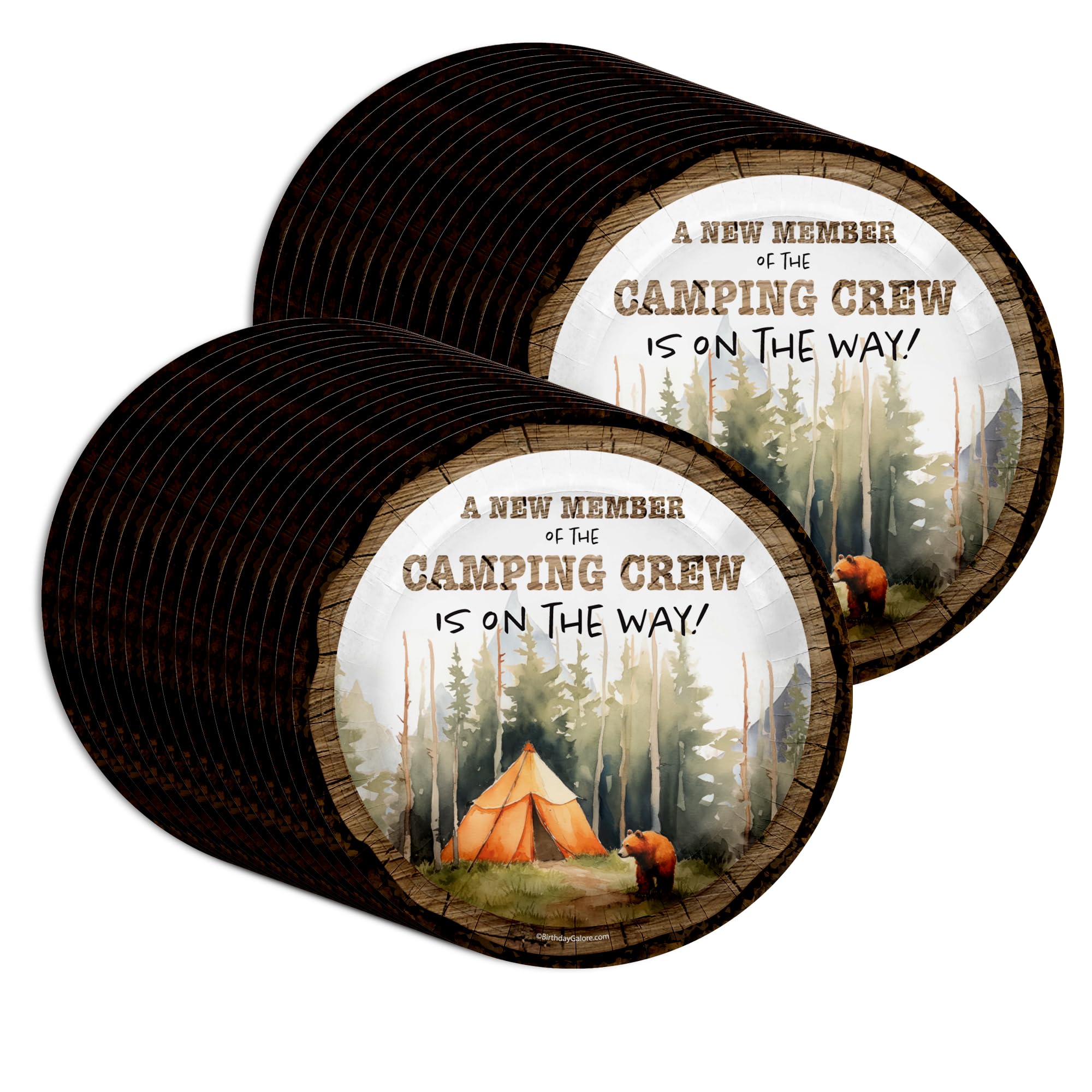 Birthday GaloreCamping Baby Shower Party Supplies Large 9" Paper Plates in Bulk 32 Piece