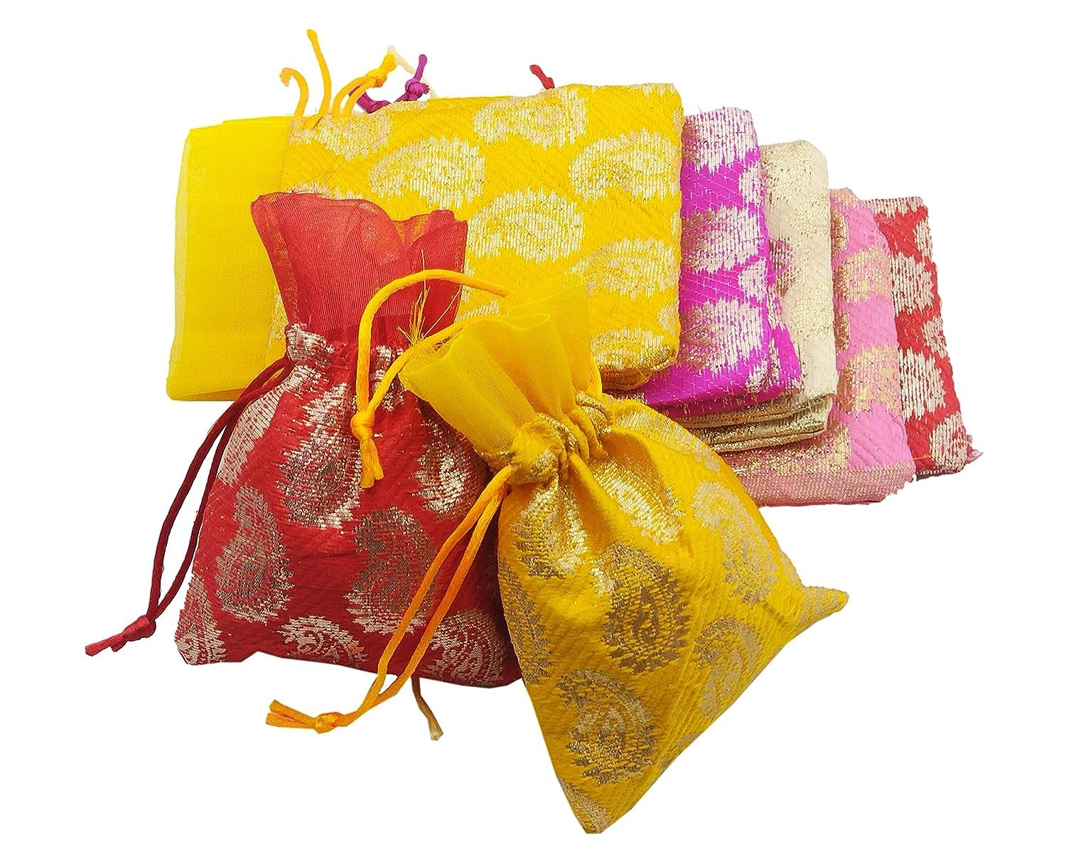 brown leaf Pack Of 10 Multi Pouch Jwellery Pouches Potli Bags Best for Wedding Anniversary Party Supply Diwali Return Gifting Bags Pouches 7X9 Inches (Carry Design) (B0CGM4R315) Amazon Price History, Amazon Price Tracker