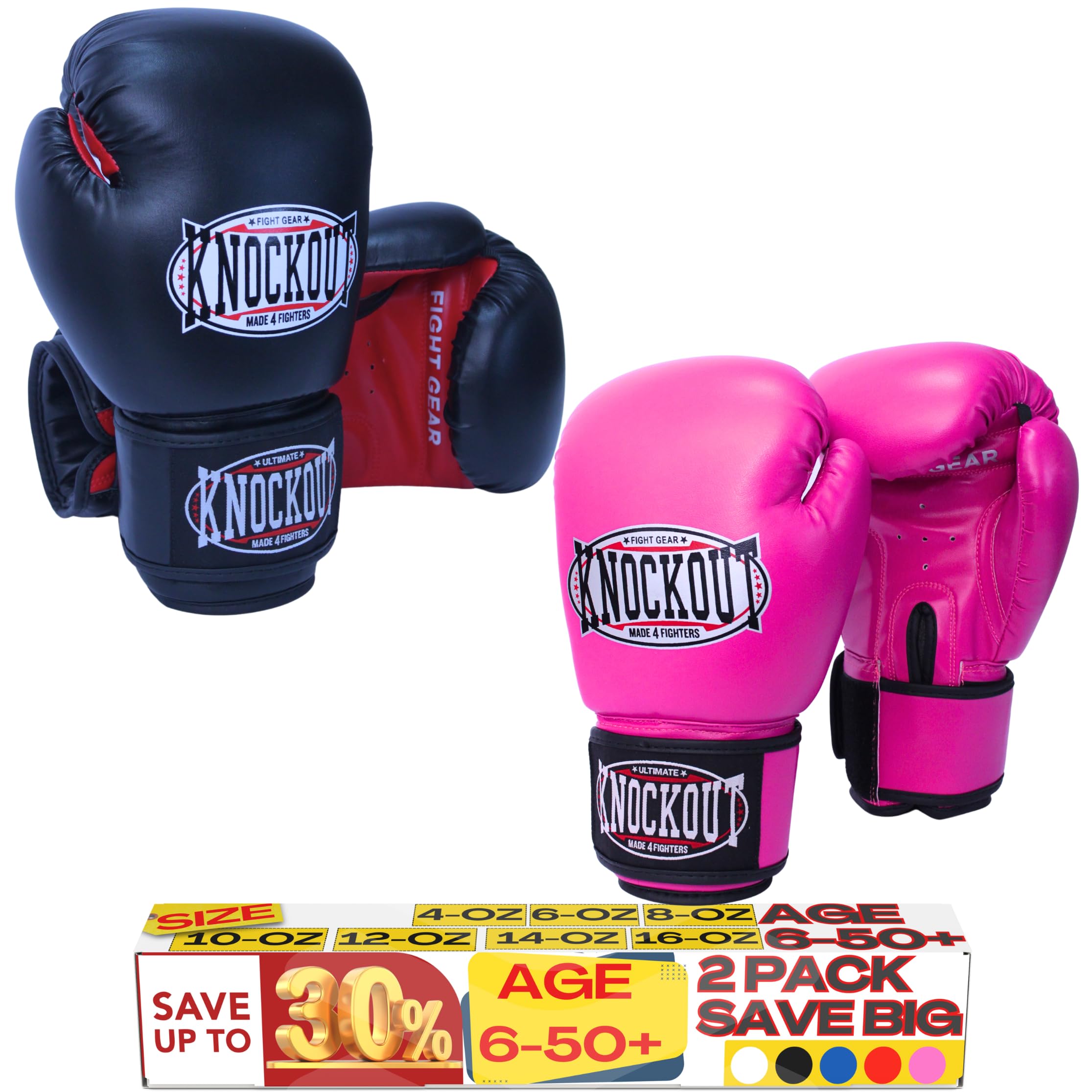 Boxing Gloves 2 Pack for Kids Men Womens Boxing Gloves Set of 2, Best for Boxeo Training, Kickboxing, Muay Thai, Heavy Bag Workout, Sparing Gear with
