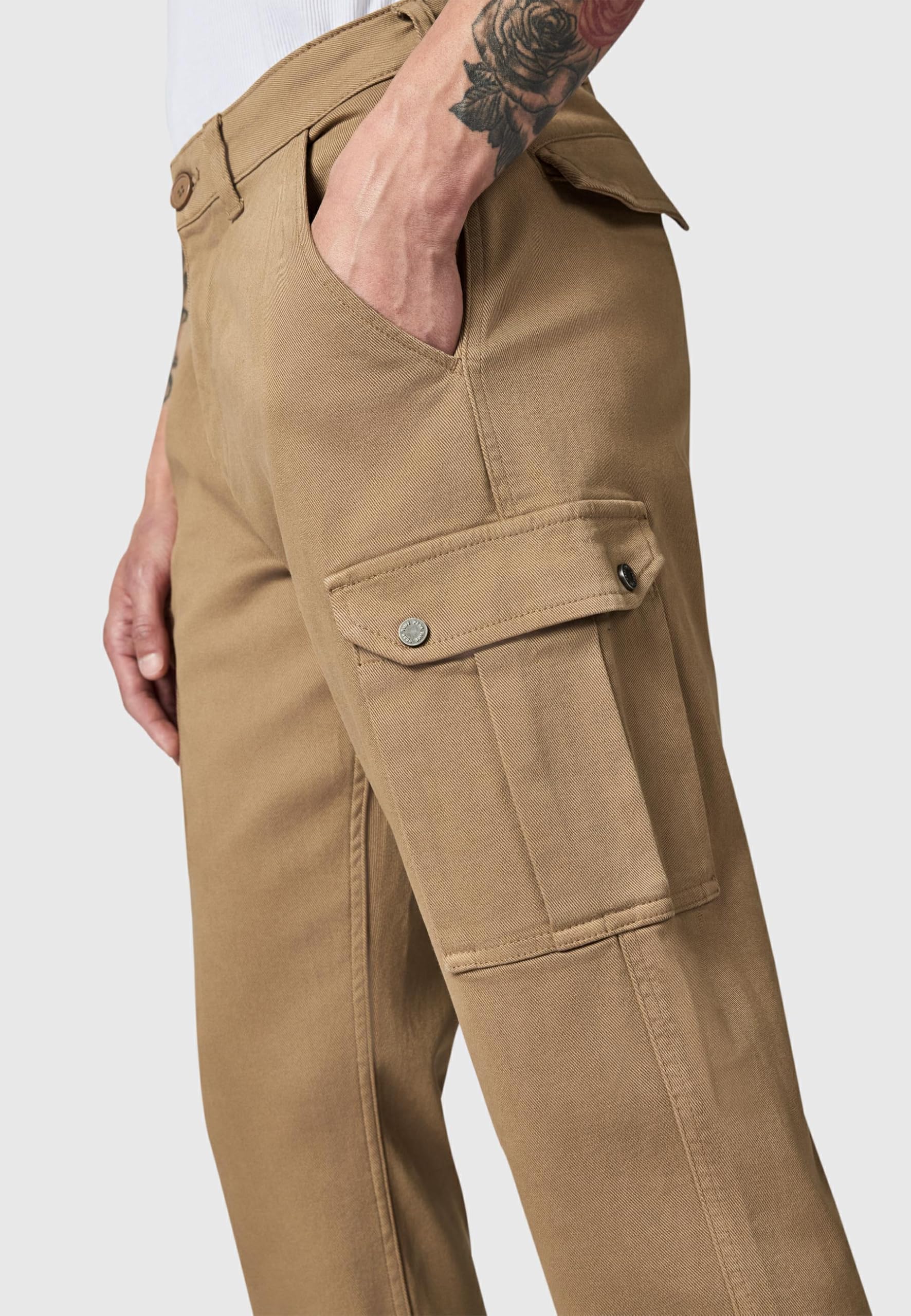 Peak Time Herren elastische Lange Cargo Pants Casual Streetwear Hose aus Bio-Baumwolle (GOTS Zertifiziert) mit Straight Fit und elastischem Beinabschluss Siwas