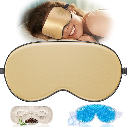 TOPOINT Silk Sleep Mask Light Blocking, 3-in-1 Cooling Heated Eye