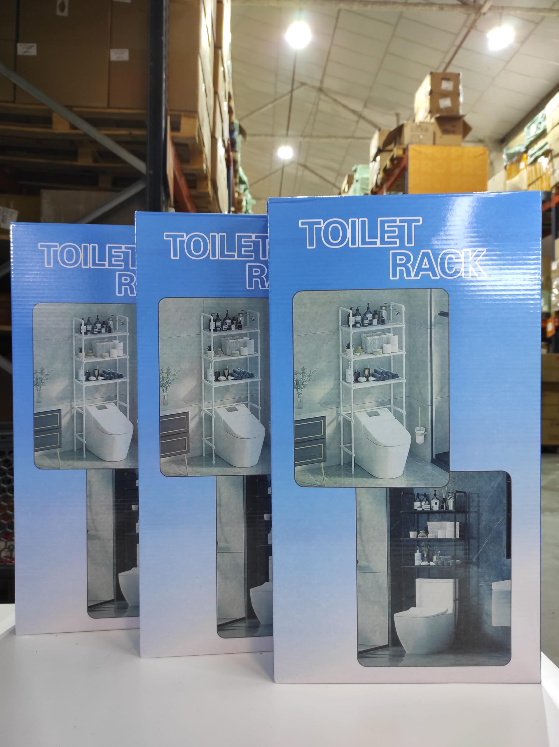 MayMax Estanteria de Almacenamiento de Metal sobre el Inodoro - Mueble de Bano Ahorra Espacio con Baldas para Toallas, Papel y Cosmetica, Estructura Metalica Estable y Facil Montaje