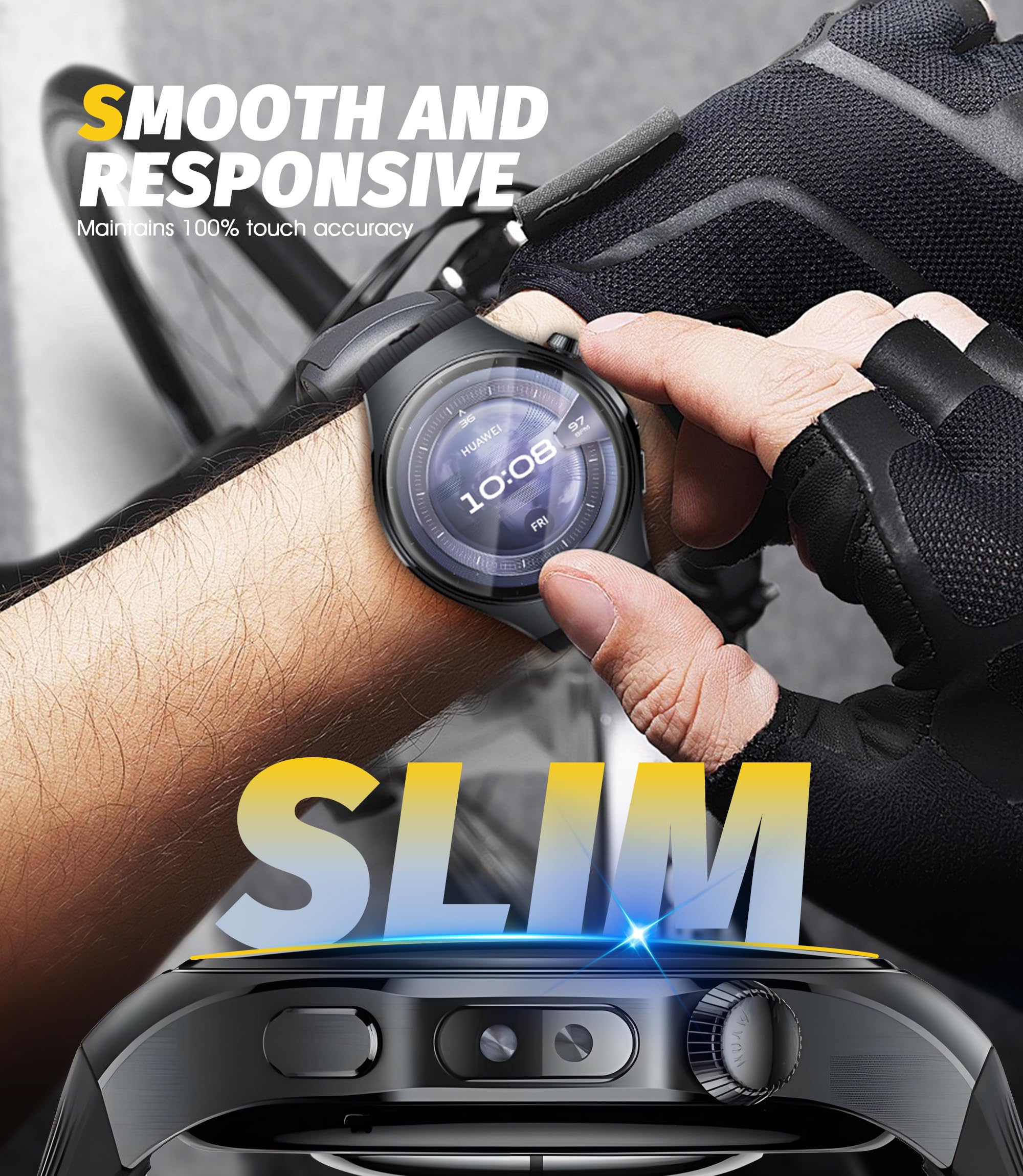NEWZEROL 4 sztuki folii ochronnej na wyświetlacz, kompatybilna z Huawei Watch 5 46 mm | Pełne pokrycie, PMMA i PC (bez szkła hartowanego), ultracienkie, odporne na zarysowania, wysoka rozdzielczość