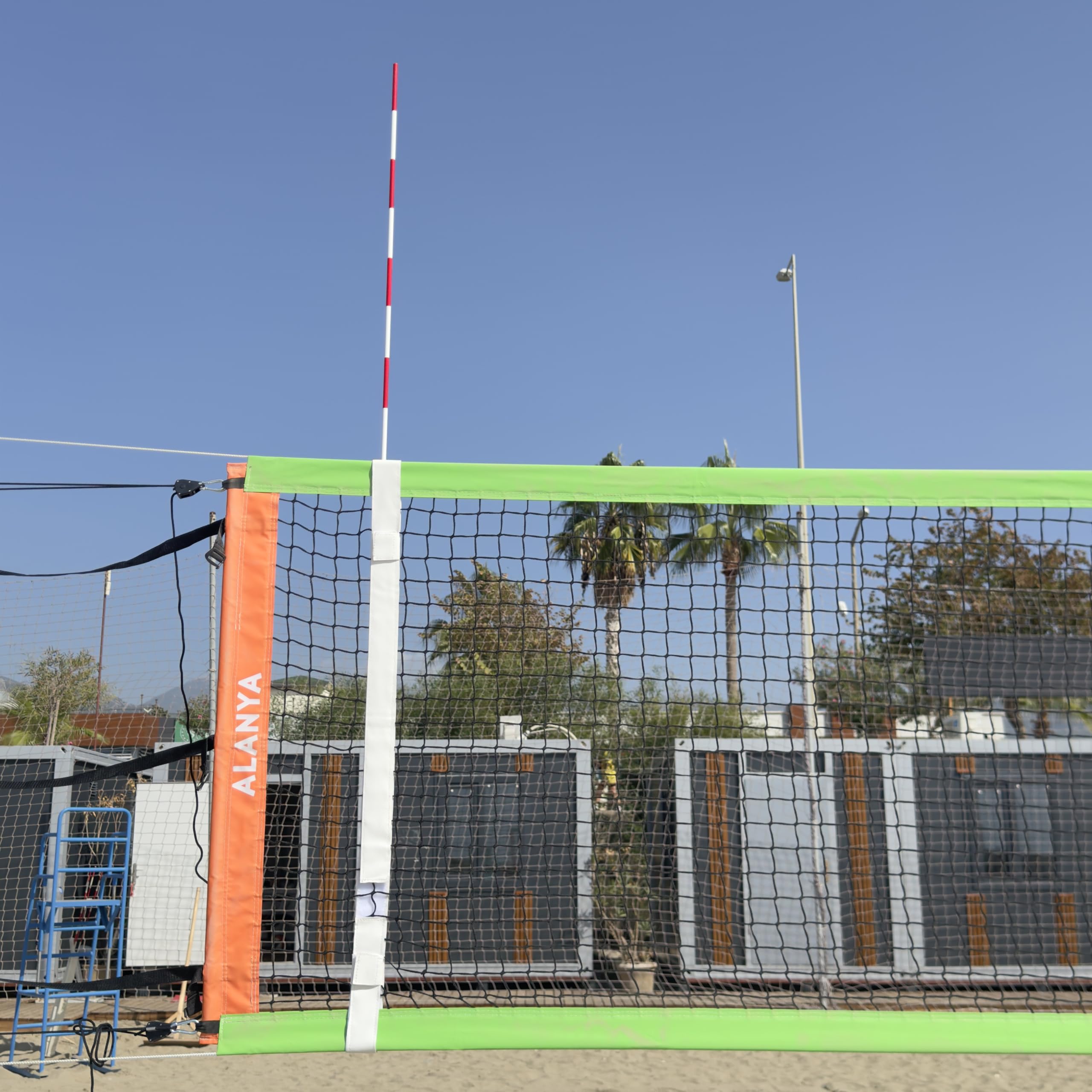 Faltbare Volleyball-Antennen-Set mit PU-Leder-Haken-und-Loop-Hülsen, faltbare Fiberglas-Antennen, Weiß, 2 Stück Indoor- und Beachvolleyball-Netzantennen