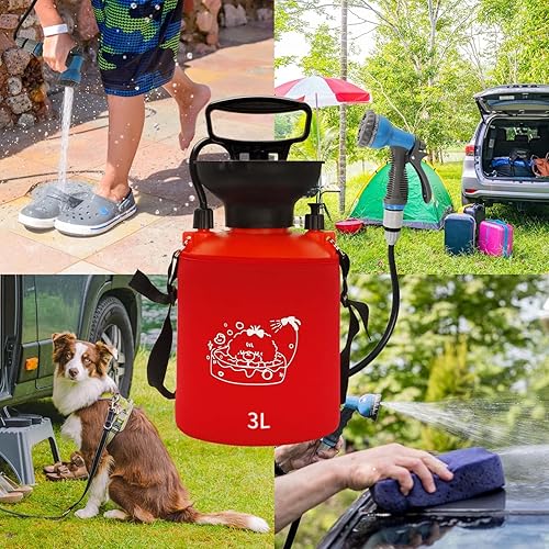 Miniatura 6 de GARTOL Ducha portátil de 0.8 galones con cabezal de ducha de mano, cepillo de masaje de baño de silicona y bolsa de aislamiento térmico, ducha de