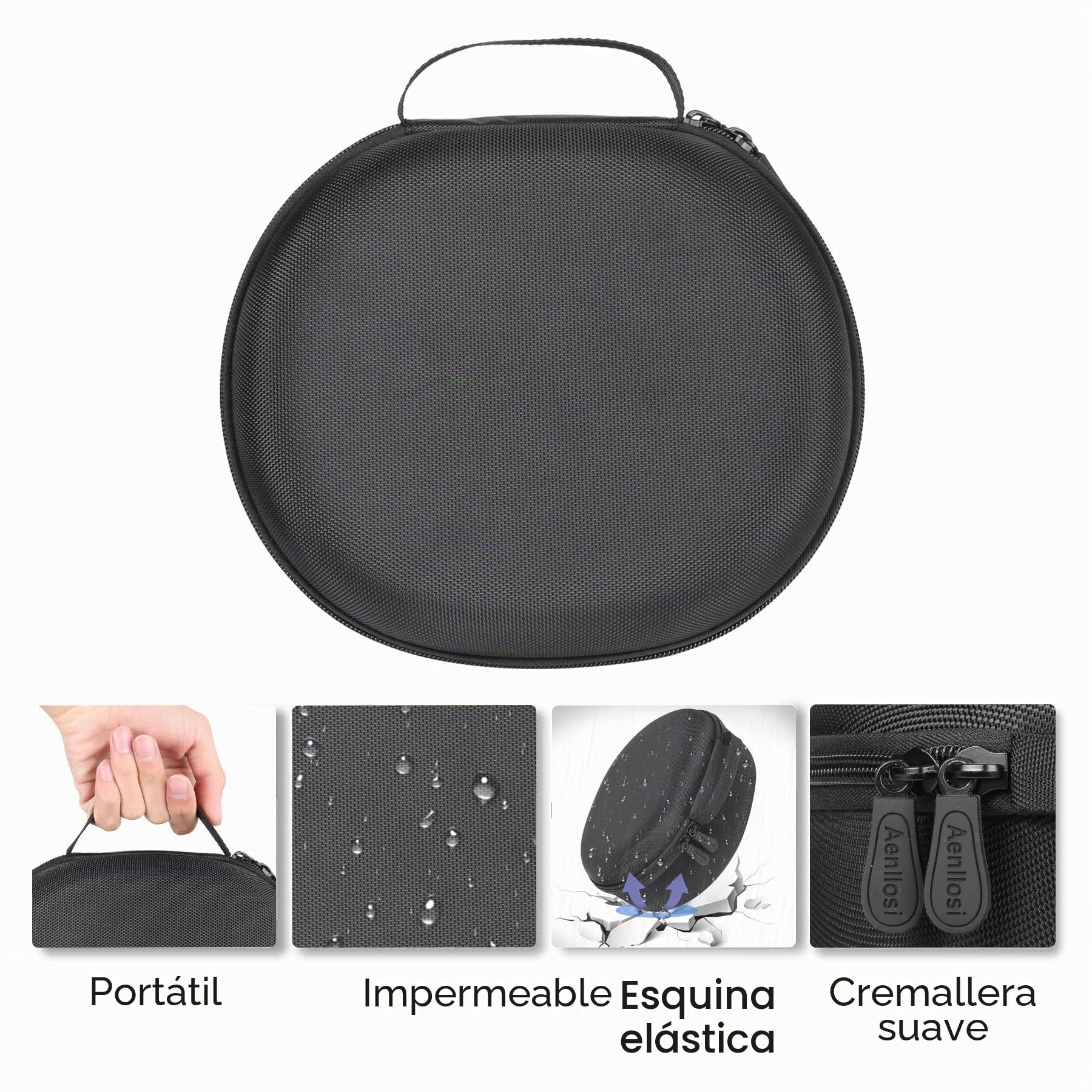 Aenllosi Estuche Rígido para Auriculares Pulse 3D PlayStation 5 Sony,Negro | Estructura de EVA Protectora, Material Exterior con Resistencia al Agua, Interior Suave Protector, Cierre con Cremallera