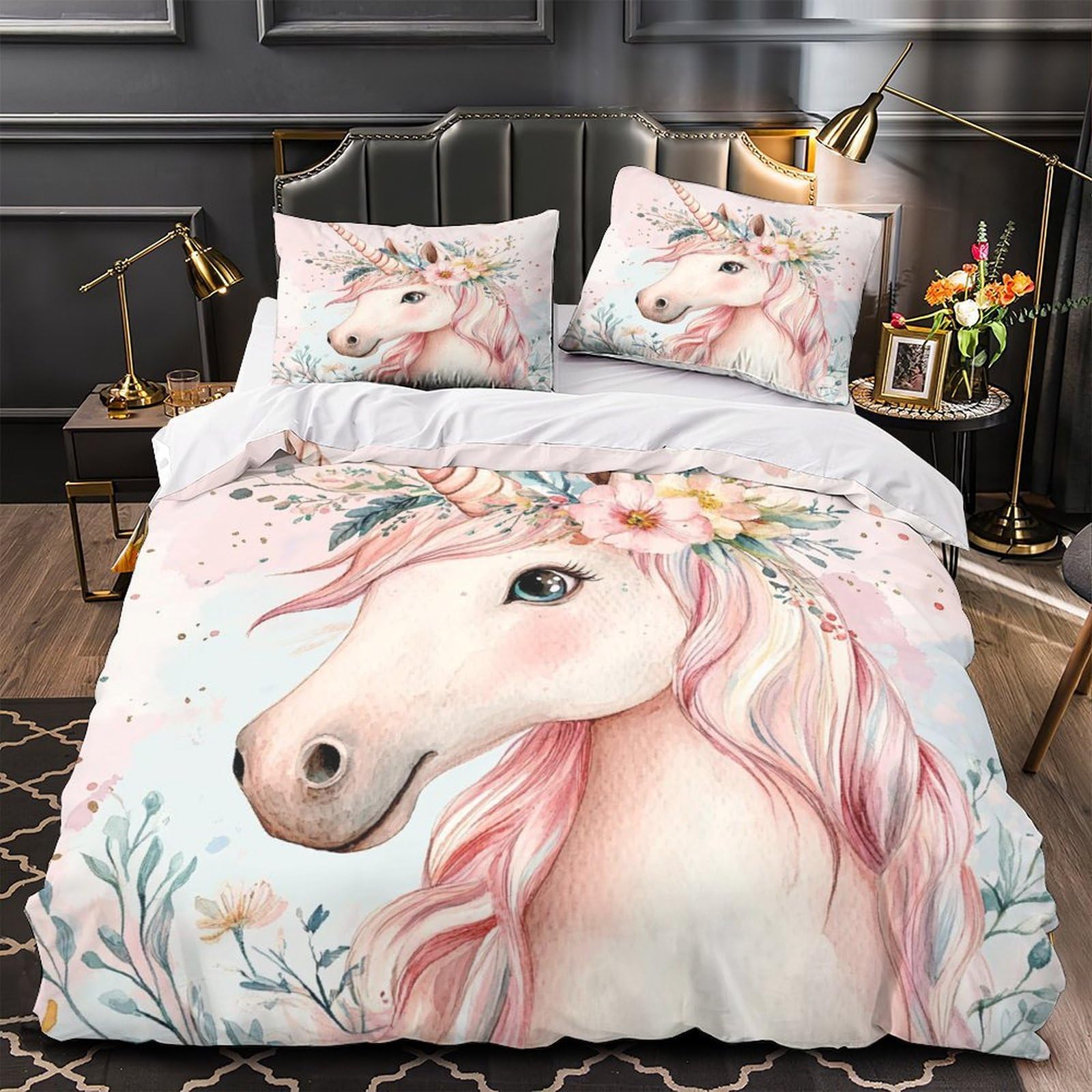 Parure licorne magique pour créer un cocon de douceur dans la chambre d'enfant double