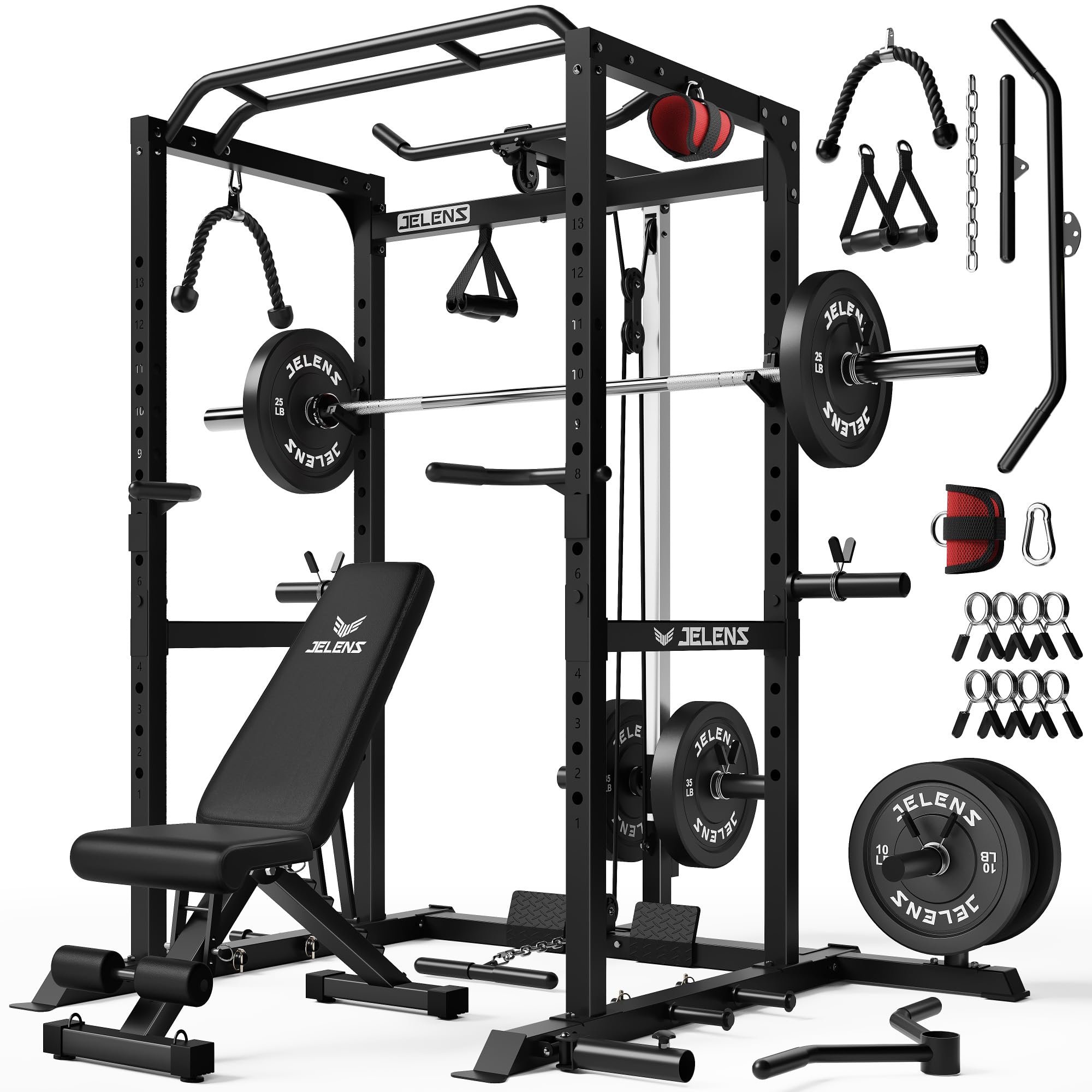 JELENS Power Cage - 2000LBS Home Gym Rack -18
