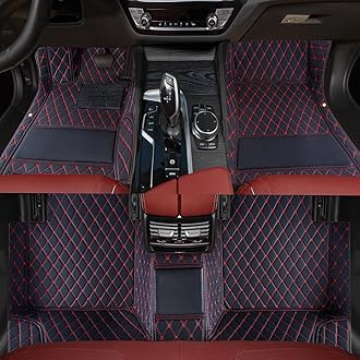 Custom car Floor mats Suitable for 99% car Truck SUV,car mats All Weather Personalized,Full Coverage Luxury Car Mats, Anti-Slip Leather Floor mats. (Black red)