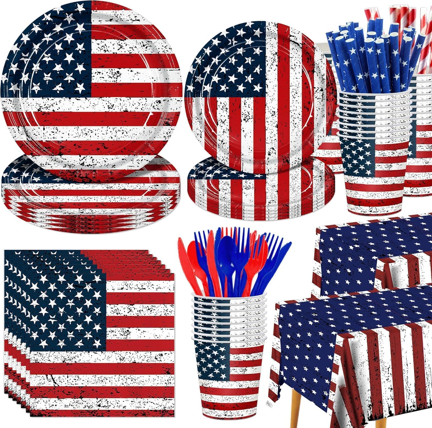 Peiking 194-Piece Vintage Patriotic Party Set