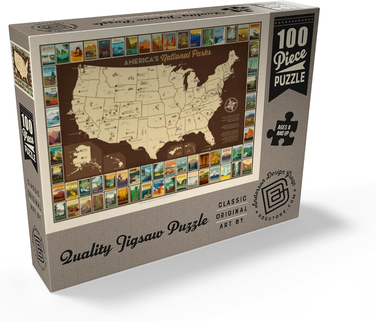 MyPuzzle 63 National Parks: Map of USA - Premium 100 Piece Jigsaw Puzzle for Adults