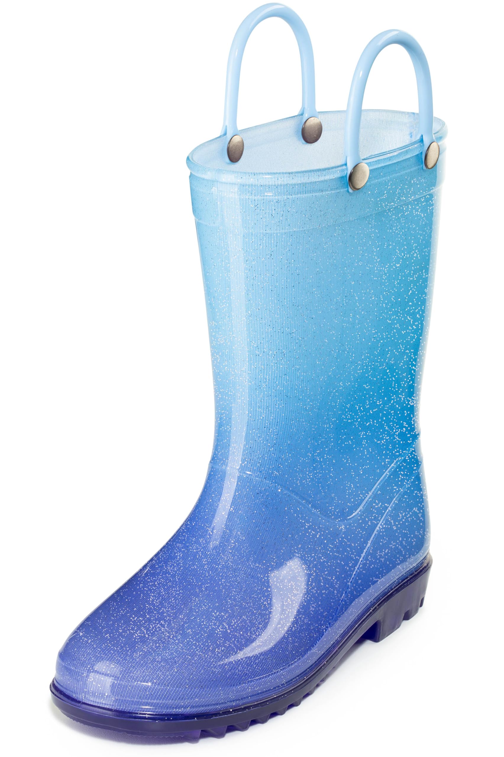 Puddle Play Kids' PVC Glitter Rain Boots with Easy-On Handles – Sparkly, Lightweight, for Girls & Boys – Toddler & Little Kid Sizes