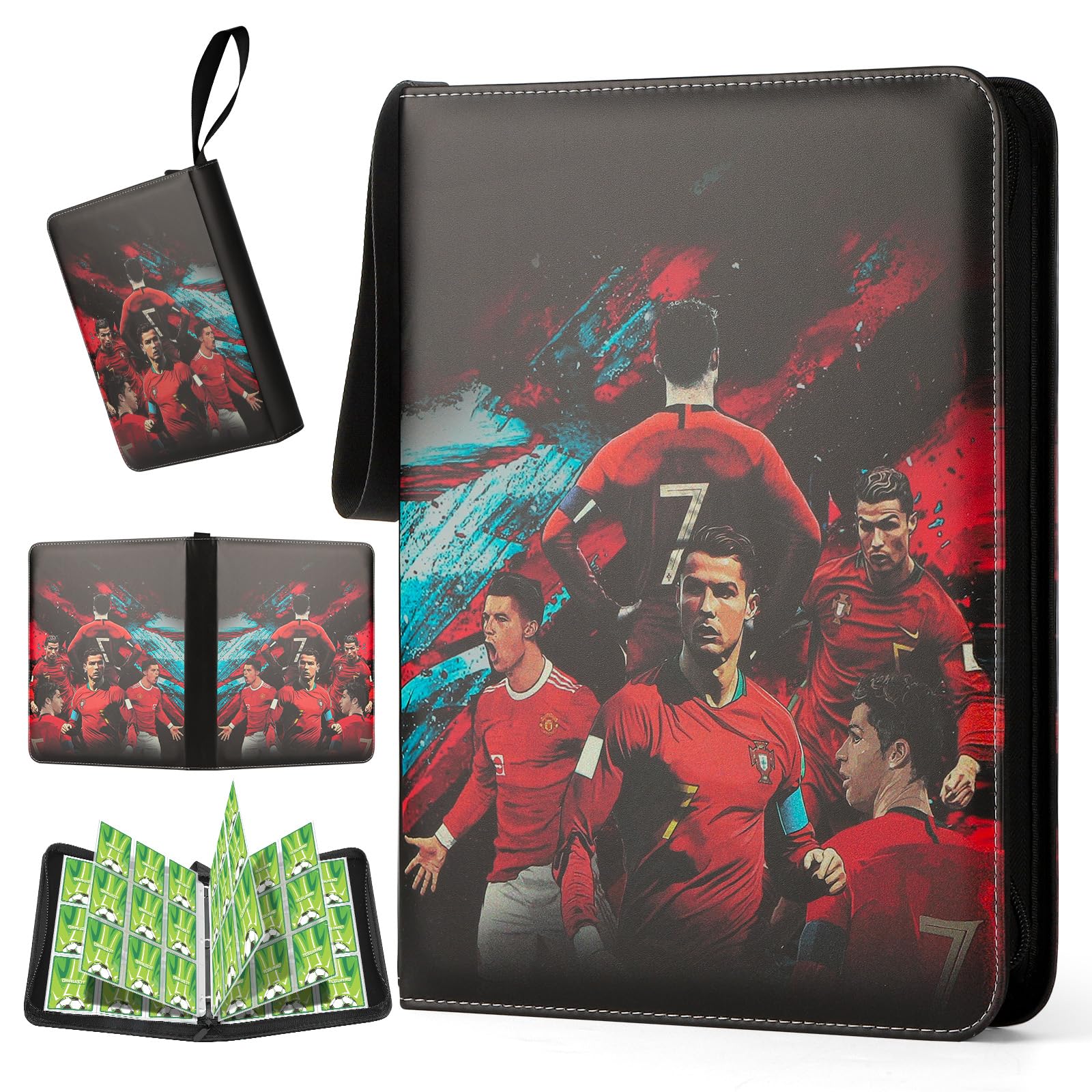 TCGUARDFußball Sammelalbum mit 720 Taschen für Sportkarten und Fußballkarten, Doppel-Seiten mit Wasserdichtem PU und Reißverschluss