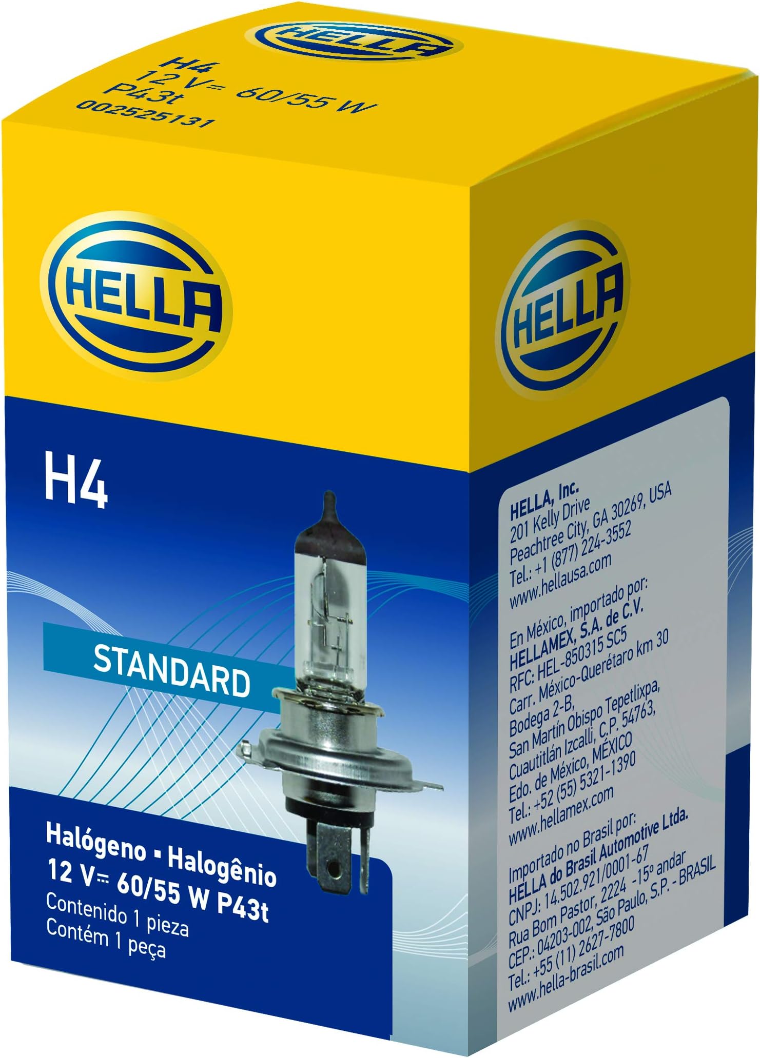 HELLA H4 Standard Halogen Bulb, 12 V, 60/55W
