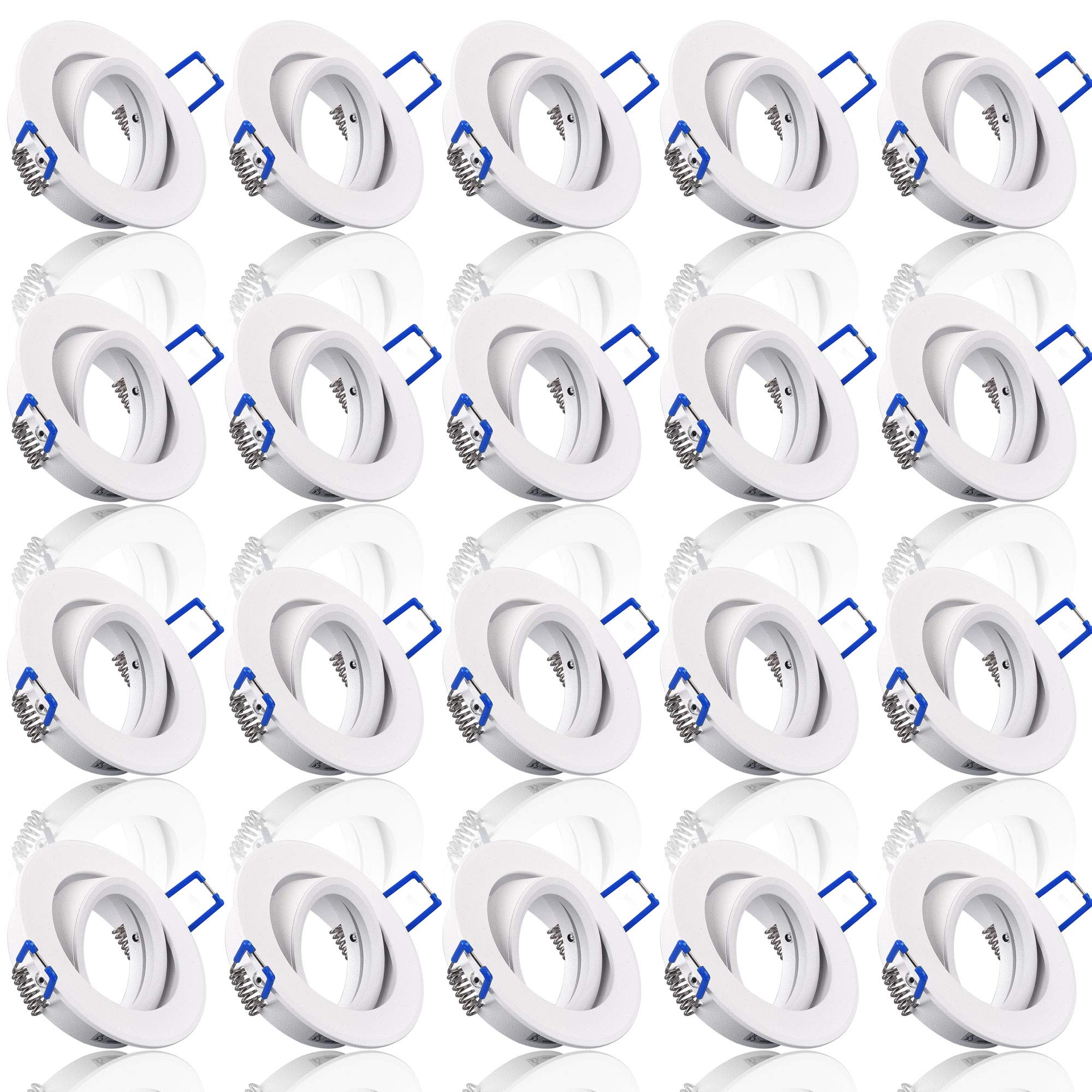 20x Einbaustrahler IP20 mit GU10 Fassung RUND weiß schwenkbar Einbauspot Einbauleuchte Rahmen Rostfrei Deckenspot Strahler Spot 5103