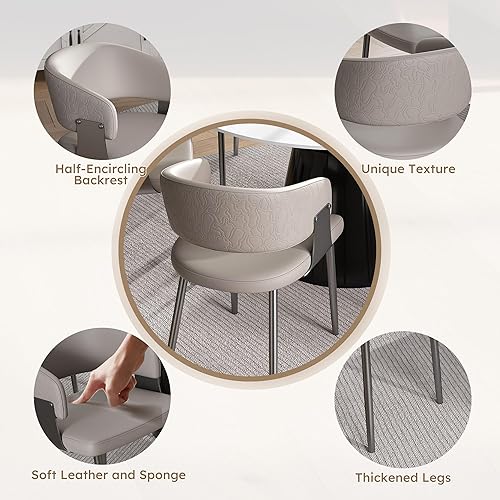 Vista 73 de Juego de 2 sillas de comedor, modernas patas doradas de piel sintética para comedor, cocina, comedor (beige)