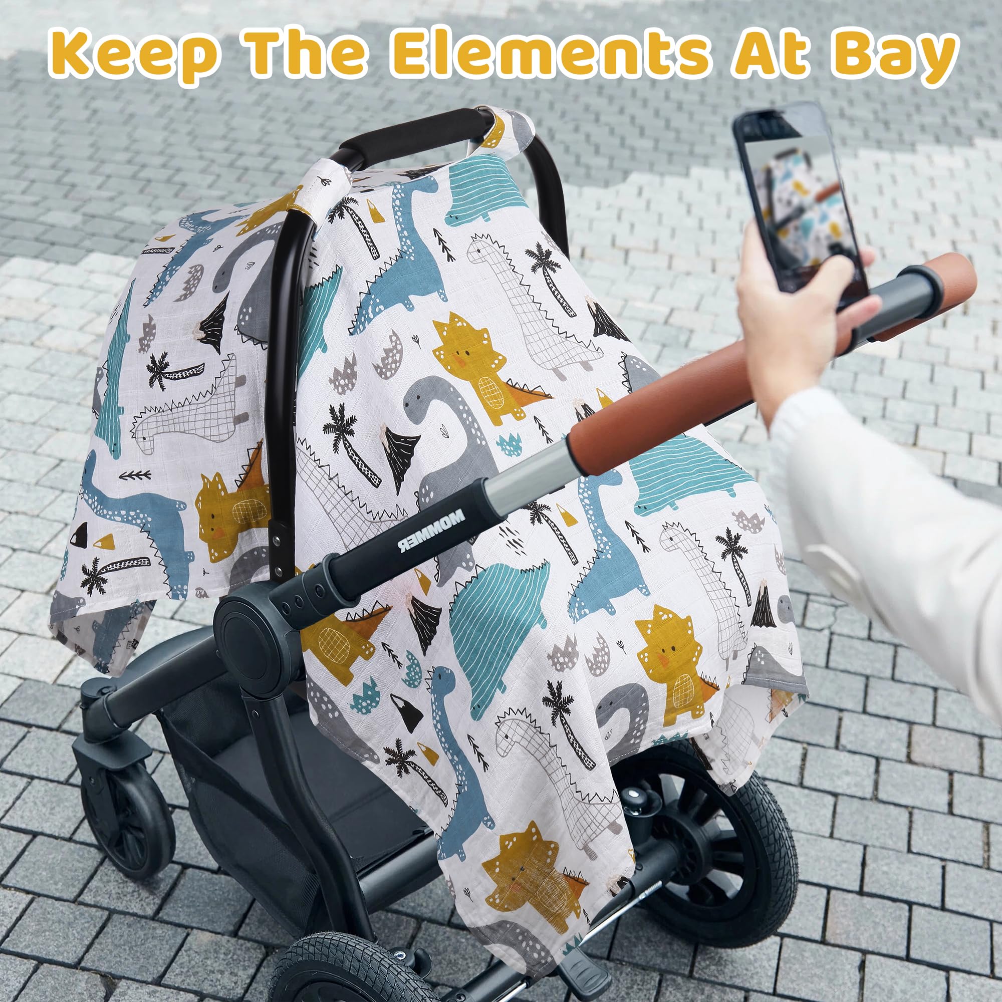 Comfy Cubs Funda De Asiento De Coche Para Bebé, Mezcla De Algodón De Rayón De Bambú Suave Y Transpirable, Toldo Ligero Para Protección Solar, Insectos Y Comodidad, Funda De Asiento Infantil