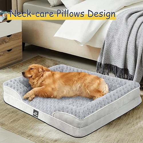 Miniatura 5 de Cama ortopédica para perros de tamaño grande y mediano, cama grande de espuma viscoelástica lavable, sofá mediano para mascotas con funda extraíble,