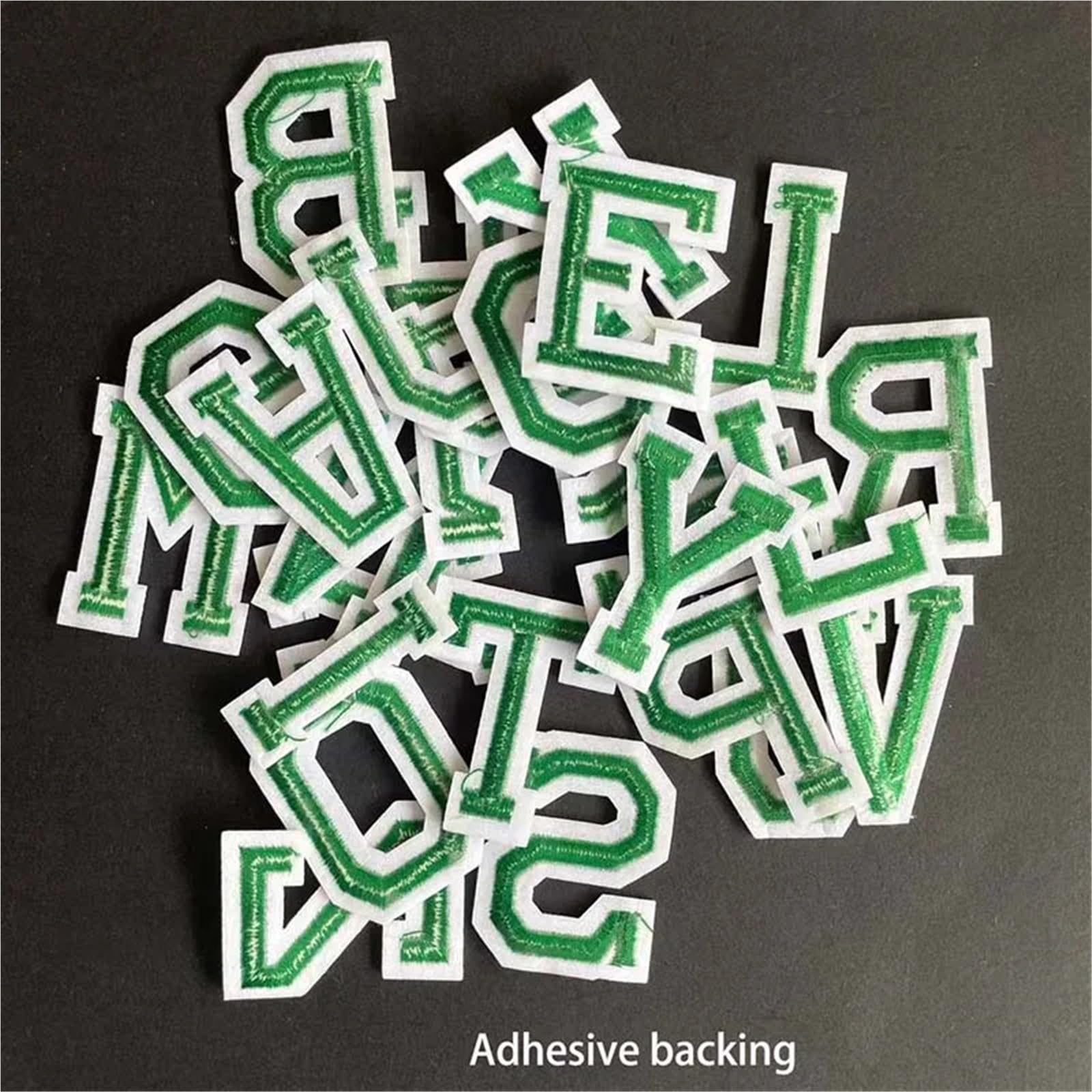 Aufnäher zum Aufbügeln für Kleidung, 12 Stück, A ~ Z, zum Aufbügeln, grüne Alphabet-Abzeichen, Stoffapplikation, Stickerei (1 Set - 26 Buchstaben)
