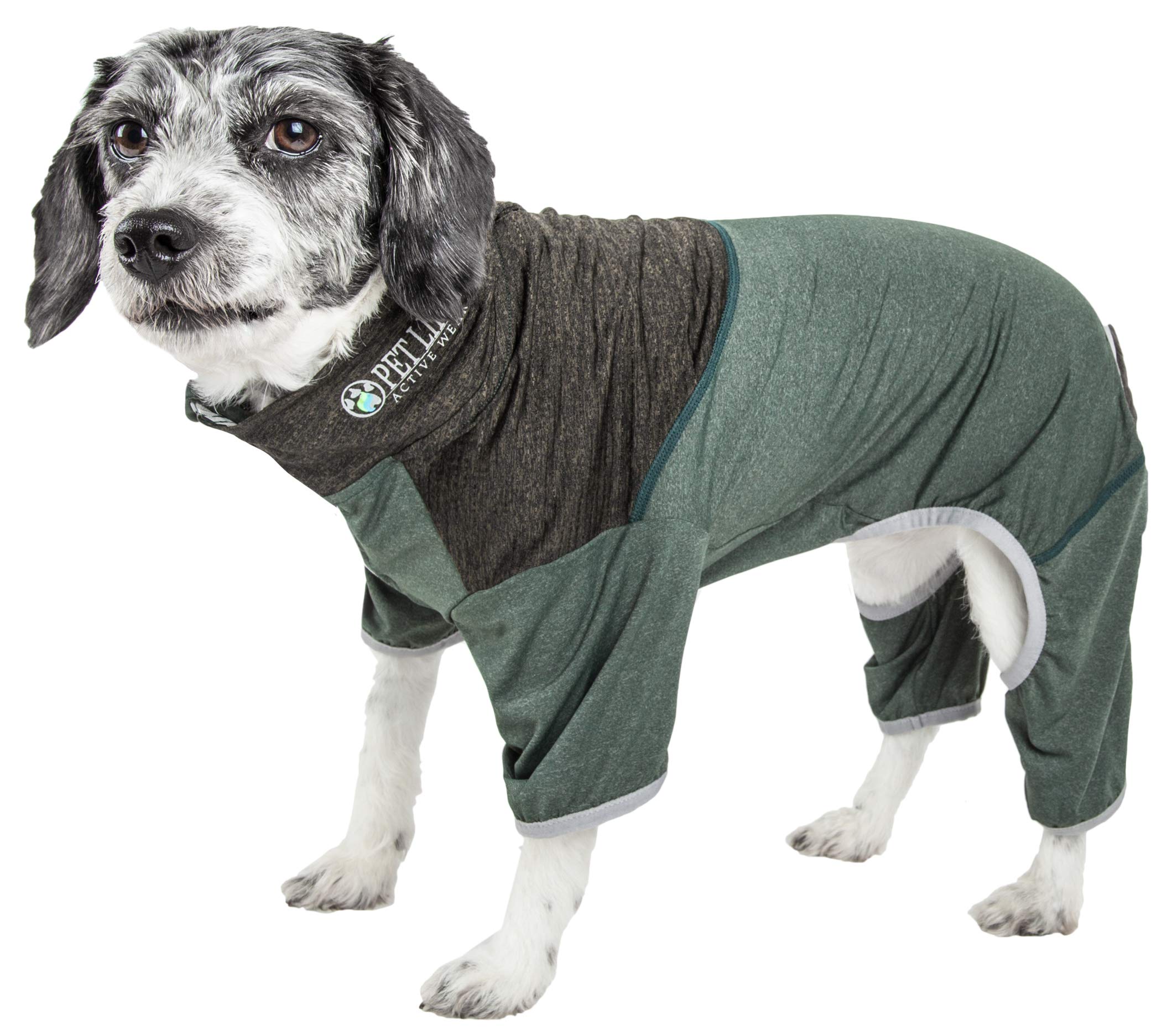 Pet Life ® Active 'Embarker' Lightweight Performance Full Body Dog Tracksuit - Fitness and Yoga Dog Clothes Featuring 4-Way Stretch and Quick-Dry Technology with Added Reflection Along The Dog Collar