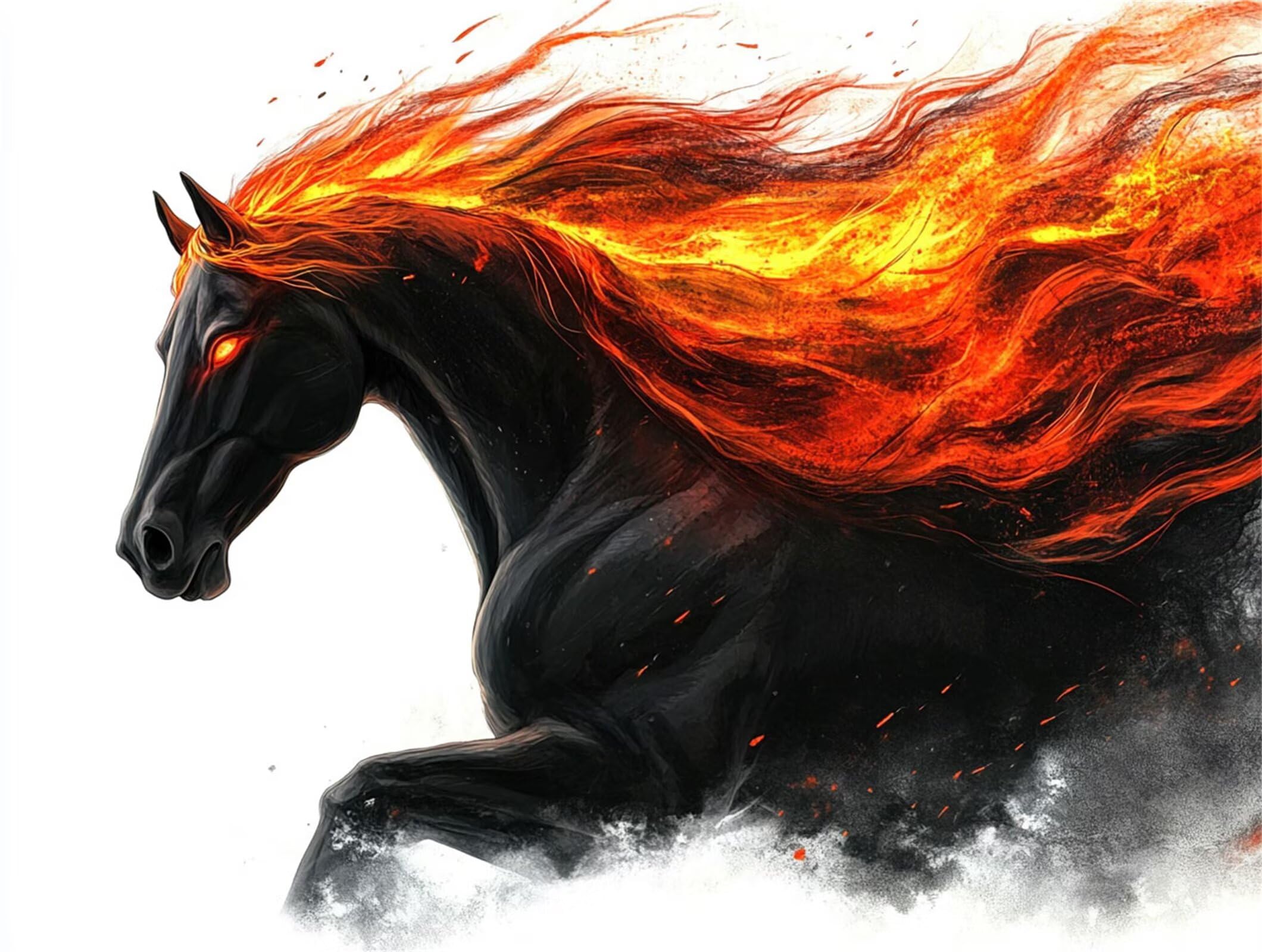 Peinture Numéros Adulte flamme cheval, Peinture Numero avec Pinceaux et Couleurs Acryliques, Loisirs Créatifs Adultes, Design Moderne Esthétique, Décoration Murale Salon Sans Châssis 50x70cm m5g-322