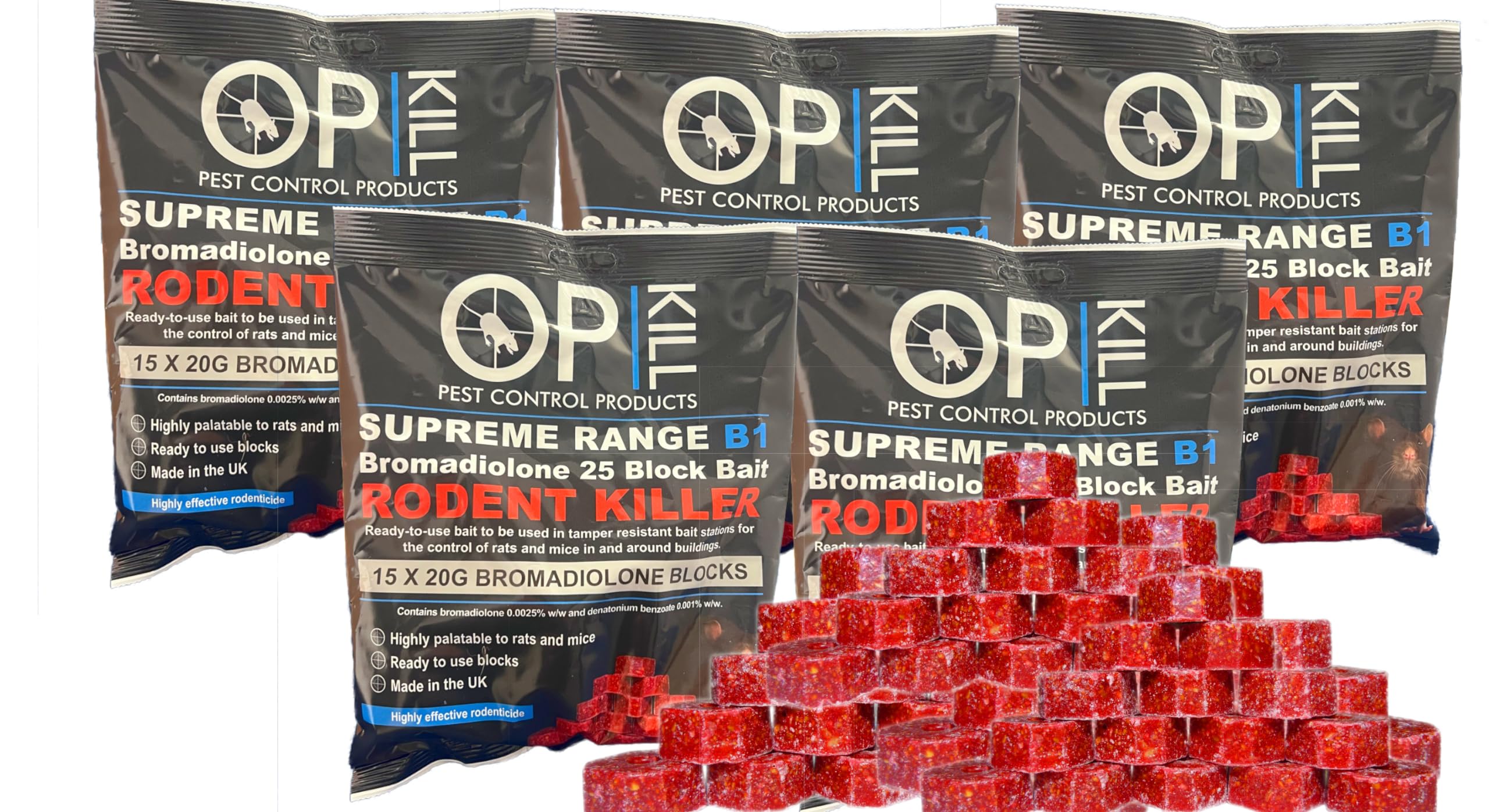Rat Pack Poison Multi Pack 1.5KG (Professional Choice Blocks Poison) Strongest Bait Available Weatherproof Fast Acting and Safe For Professional and Domestic use