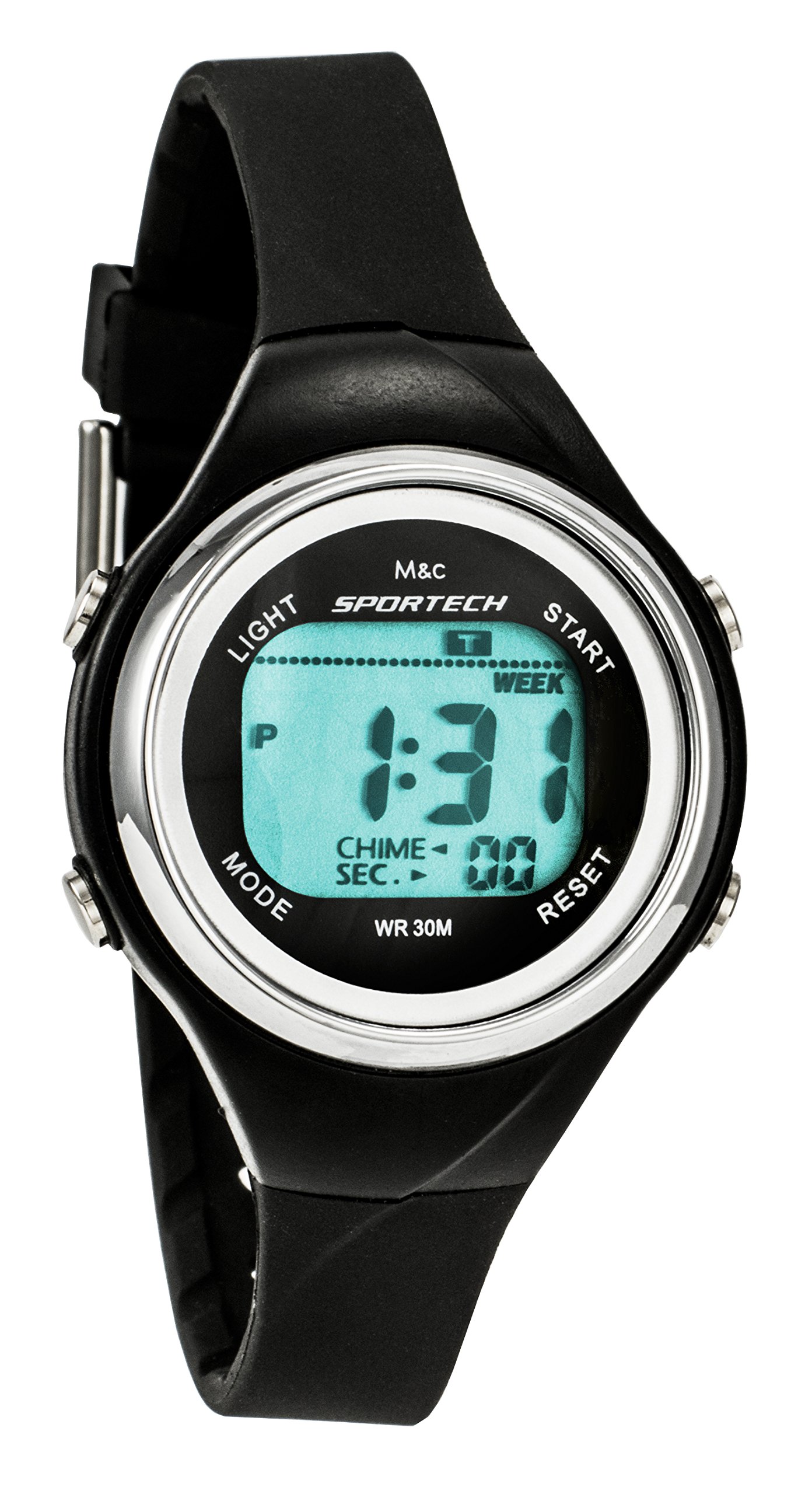 SPORTECH Unisex | Multi-Function Black Small-Medium Electronic LCD Sports Watch for an Active Lifestyle: Date, Alarm, Chronograph, Night-Light, Water and Shock Resistance | SP10709