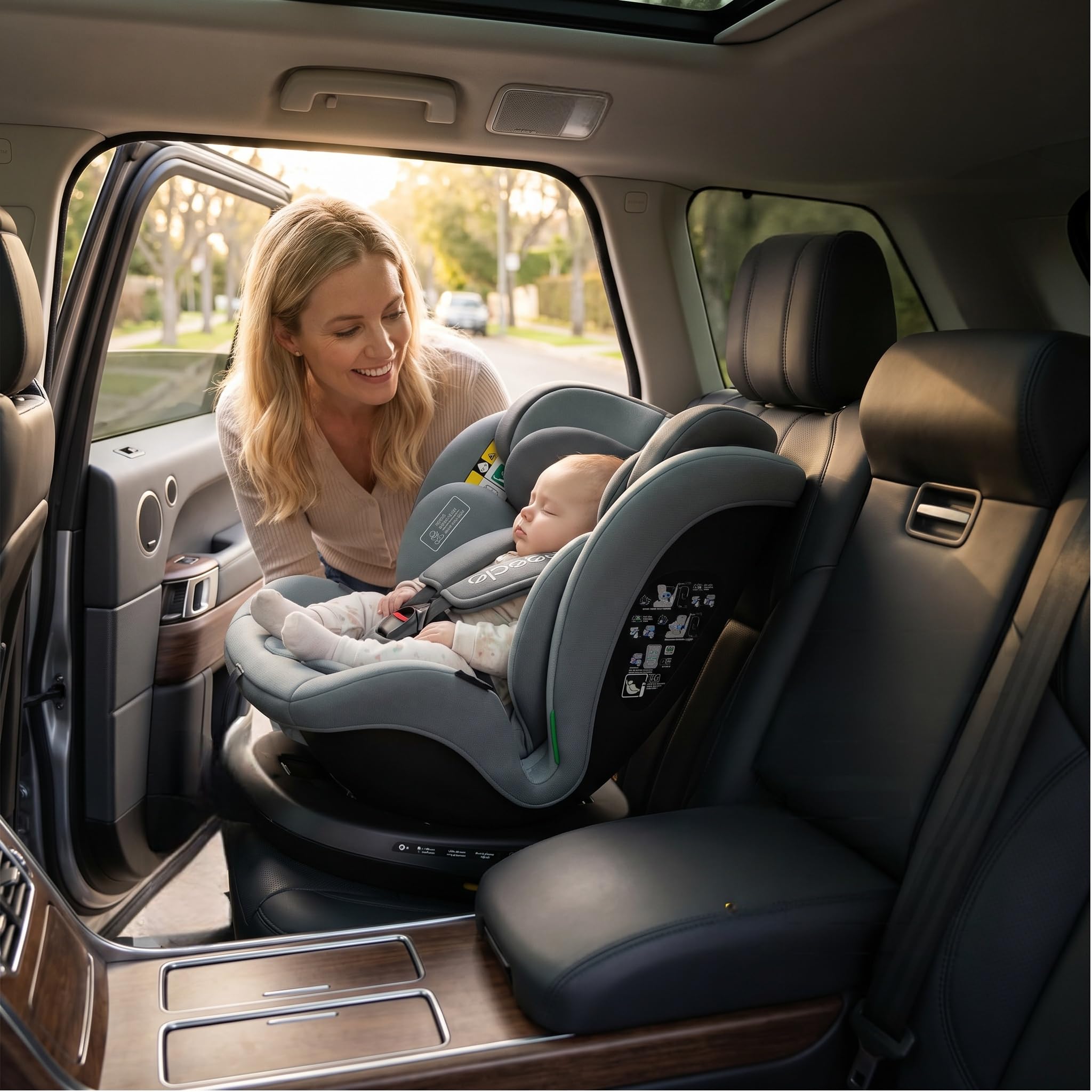 Reecle I-Size Silla de Coche Giratoria 360 con ISOFIX, 40-150cm