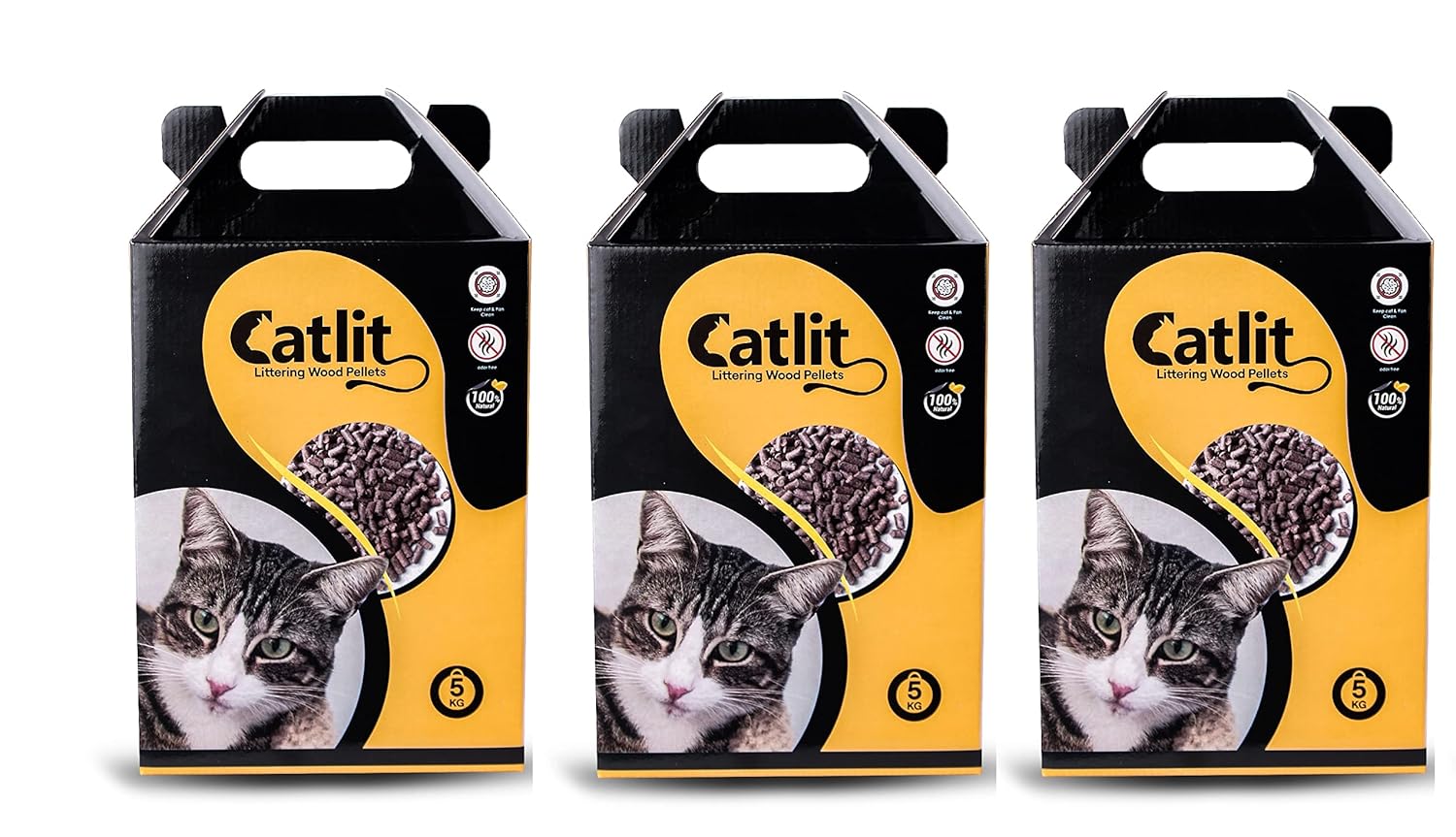 Buy Catlit Natural Organic Pine Wood Cat Litter (5kg Pack of 3) 100 Natural Biodegradable