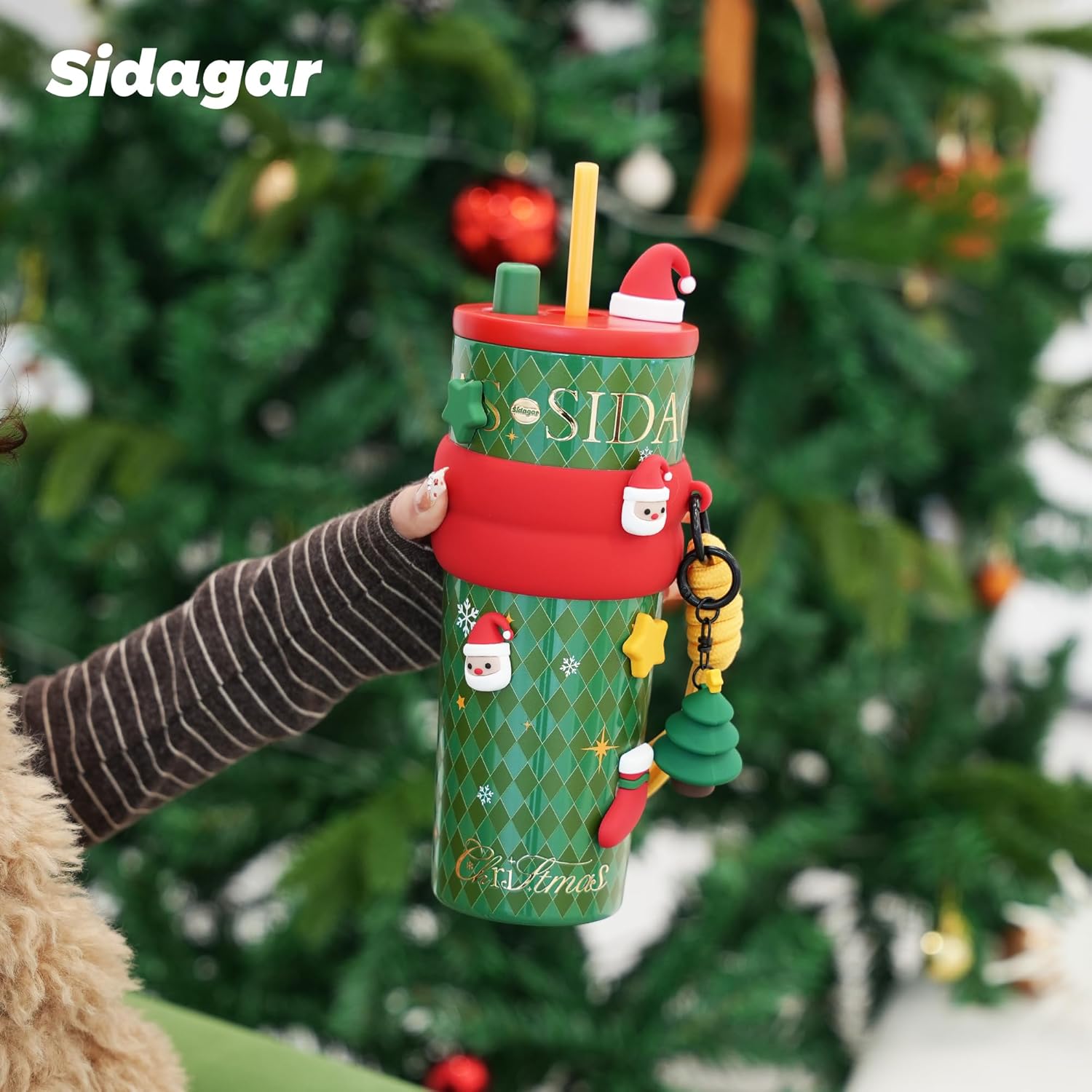 24 oz Christmas Tumbler with Lid and Straw, Insulated Coffee Mug Leak Proof, Portable Iced Water Bottle, Reusable Thermal Coffee Cup, Gifts for Women - Image 8