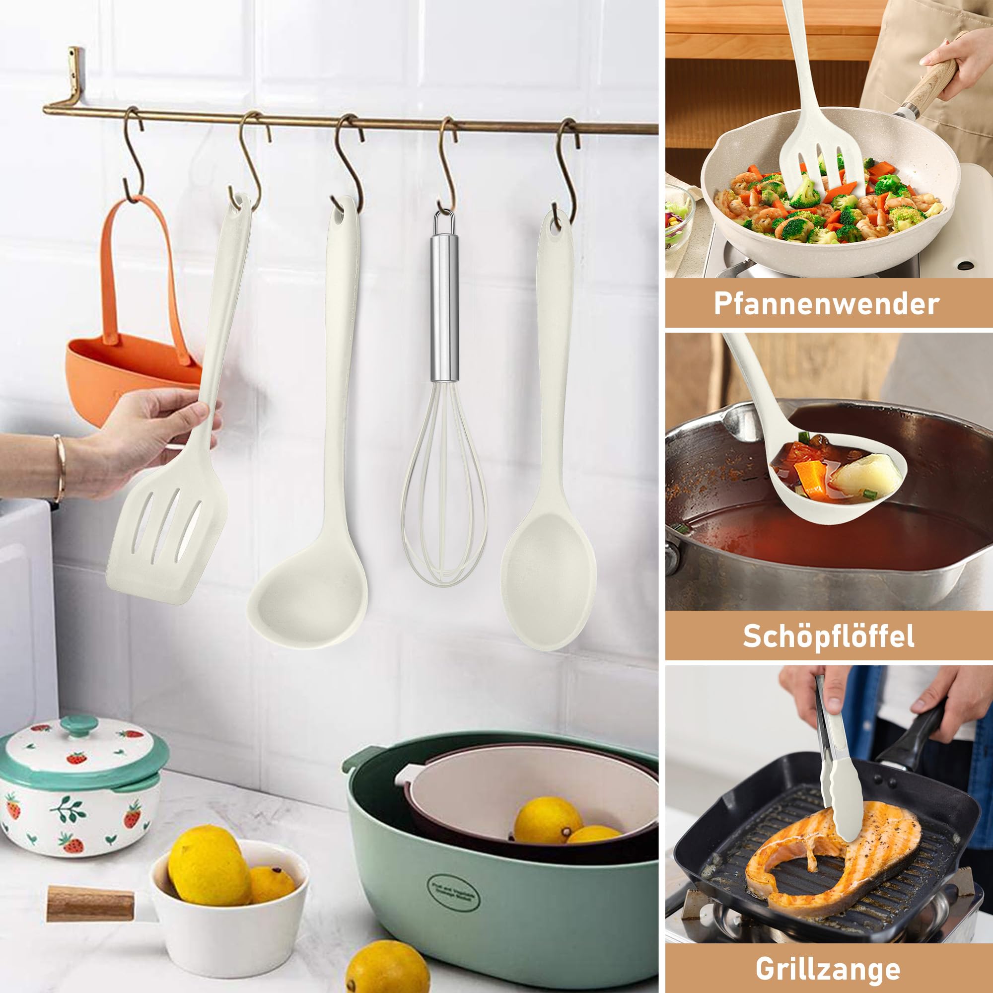TD® Lot Ustensiles,Ensemble d'ustensiles de cuisine en Silicone noir, antiadhésifs, ustensiles TD® Lot Ustensiles,Ensemble d'ustensiles de cuisine en Silicone noir, antiadhésifs, ustensiles